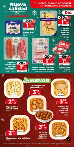 Vista previa Queso Cheddar inglés en lonchas Dia Selección Mundial, Queso Cheddar inglés en lonchas, 160 g válido desde el 26.11.2025 | Página: 7