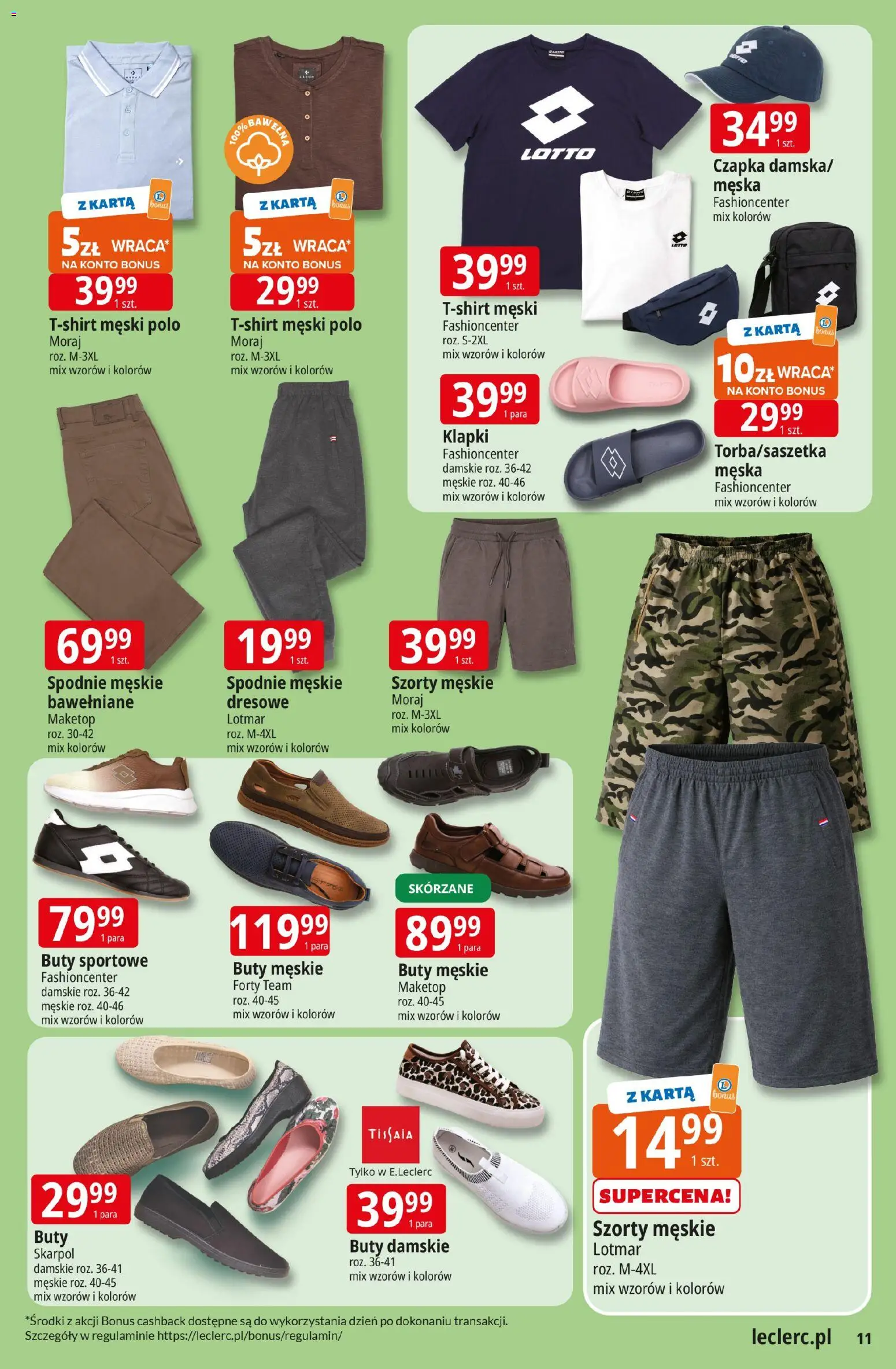 E.Leclerc gazetka - Zielona Góra od 08.04.2026 | Strona: 11 | Produkty: Spodnie, Buty, Klapki, Czapka