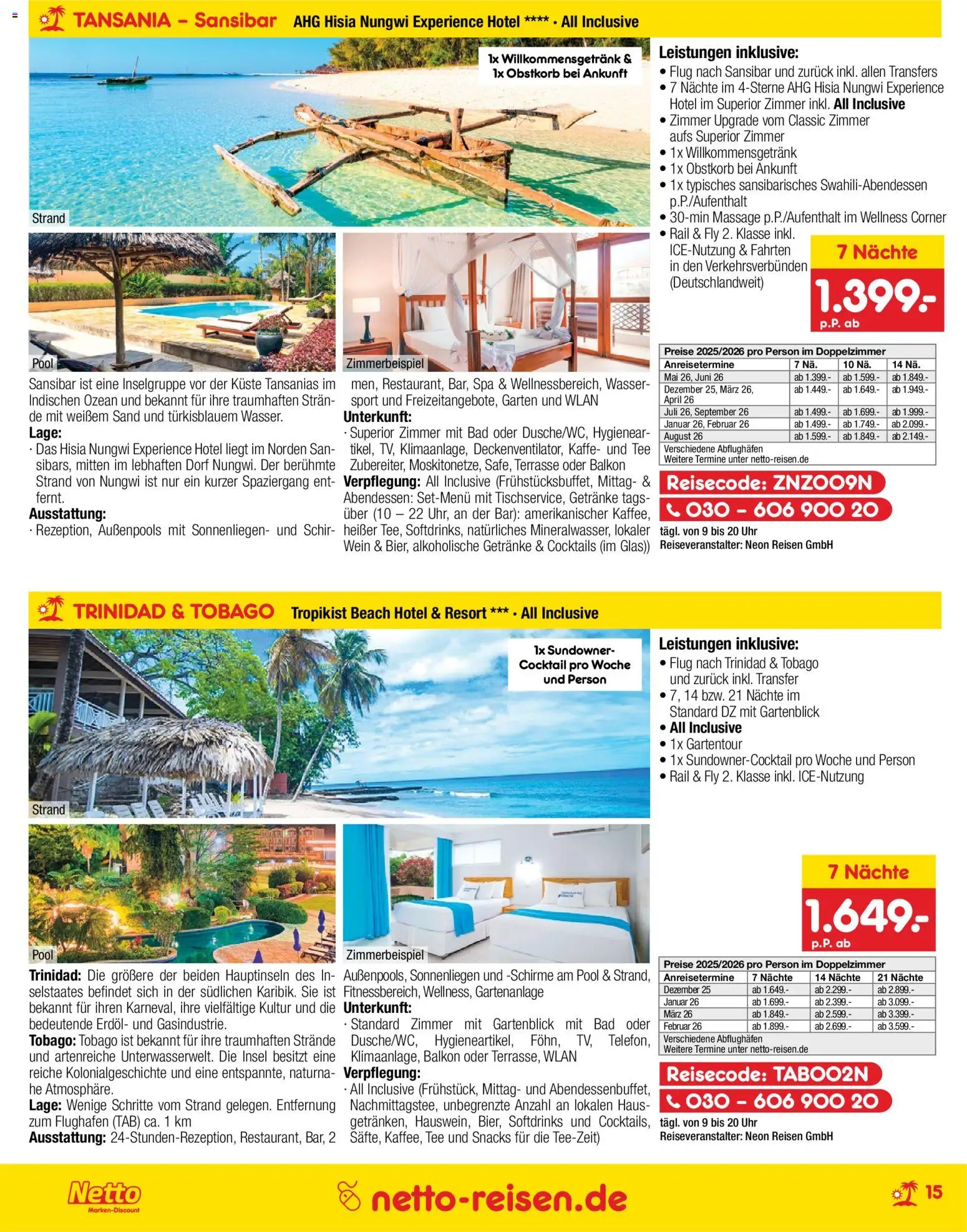 Netto Reisen Prospekt 	 – gültig ab 30.10.2025 | Seite: 15 | Produkte: Wasser, Wein, Tee, Uhr