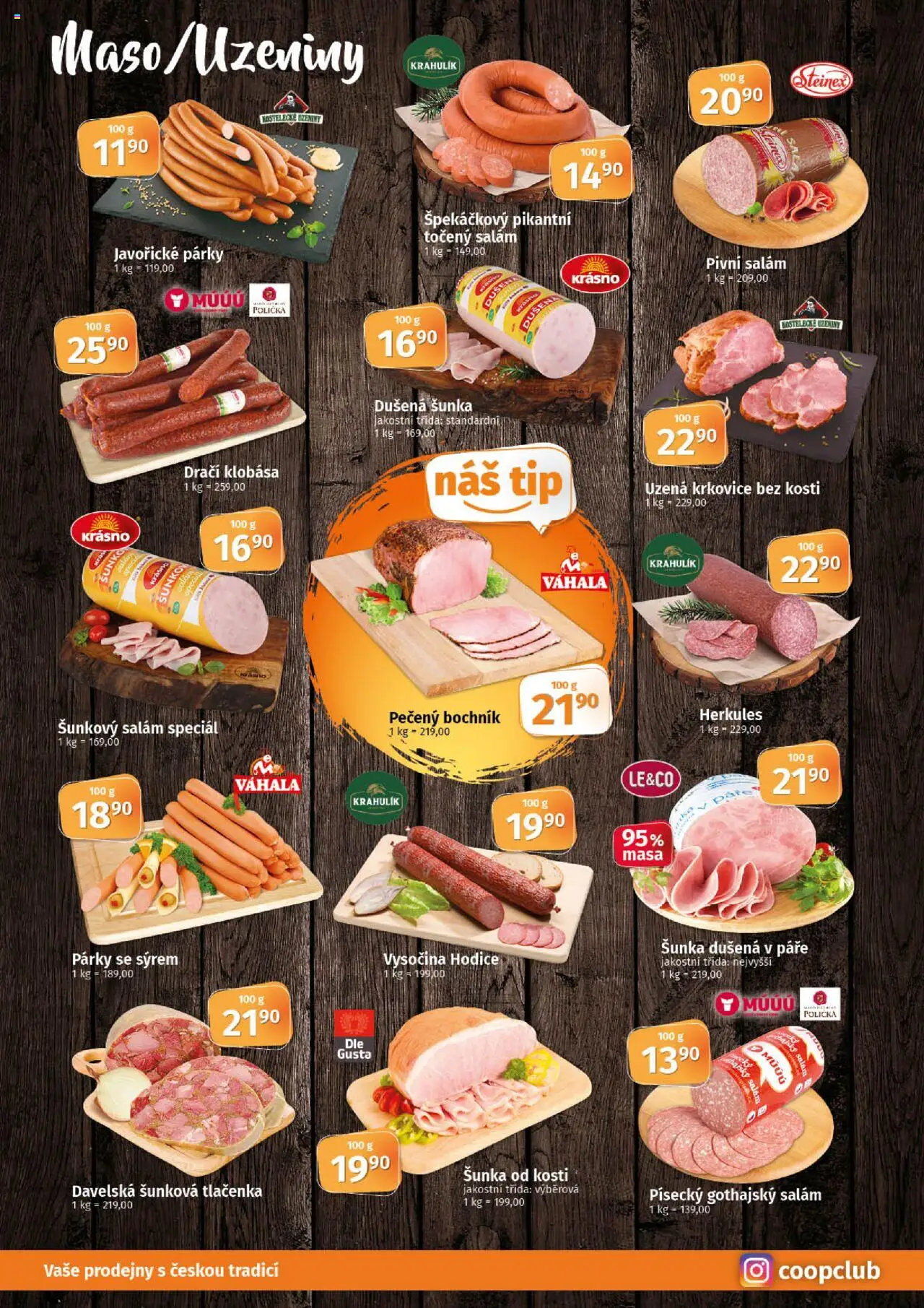 Coop leták - Tuty od 24.09.2025 | Strana: 2 | Produkty: Párky, Točený salám, Krkovice, Uzená krkovice