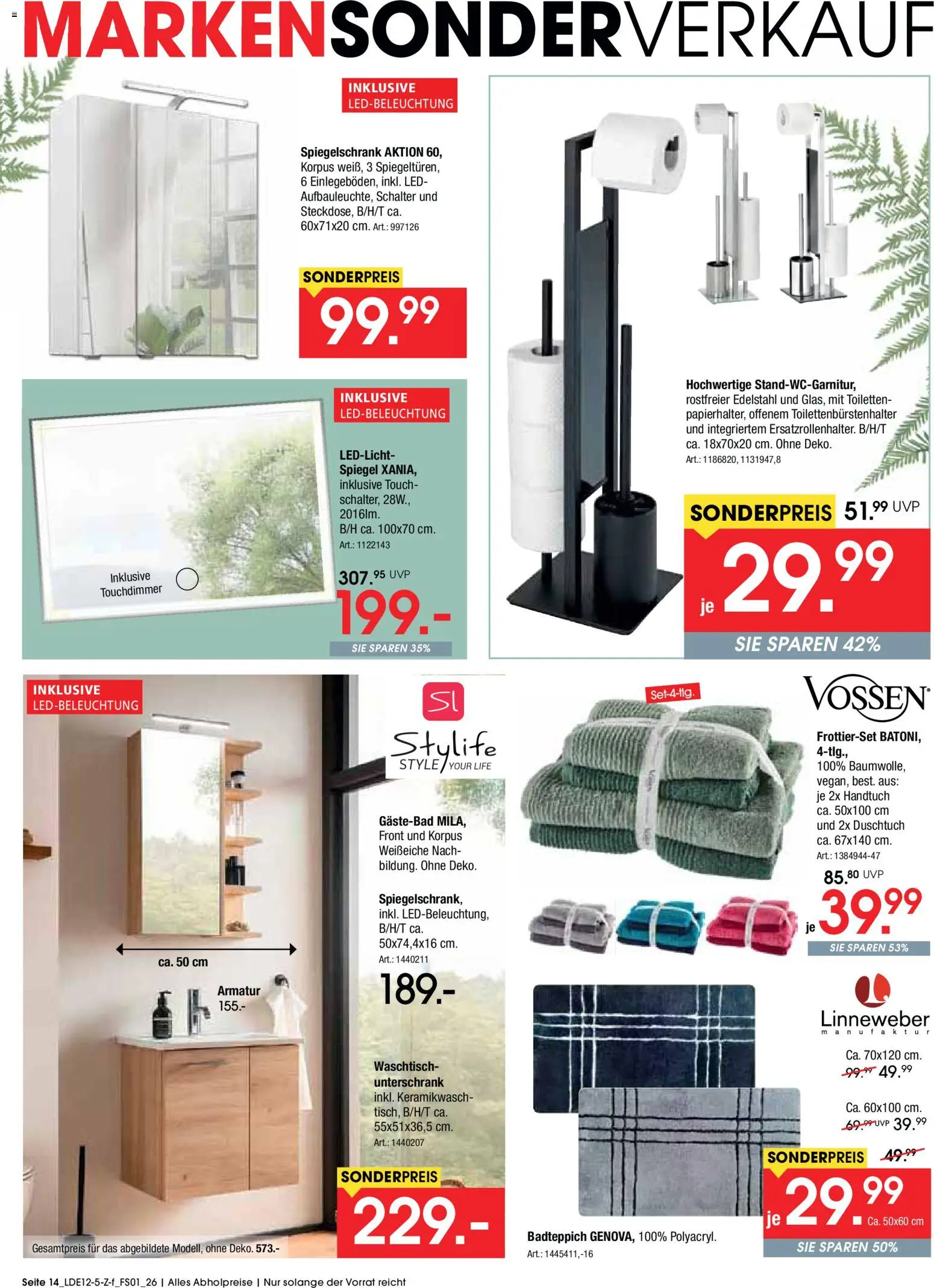 Zurbrüggen Marken-Sonderverkauf – gültig ab 06.12.2025 | Seite: 14 | Produkte: Spiegel, Armatur, Waschtisch, Unterschrank