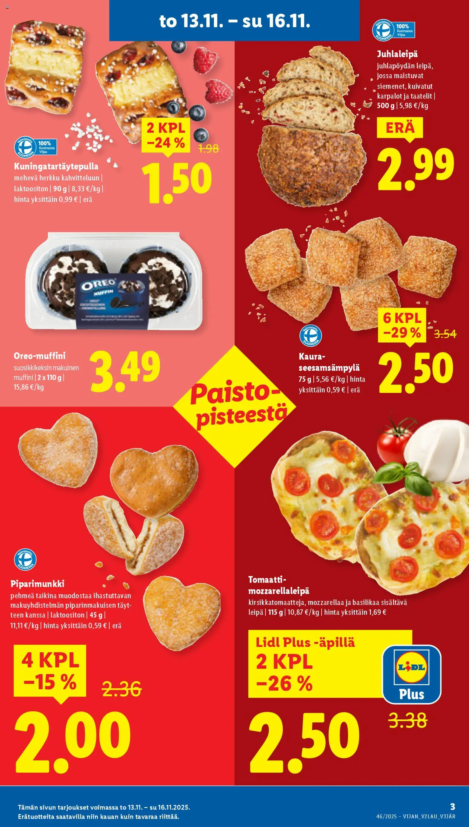 Lidl tarjoukset - Tampere – voimassa 13.11.2025 alkaen | Sivu: 3 | Tuotteet: Oreo, Kaura, Leipä, Taatelit
