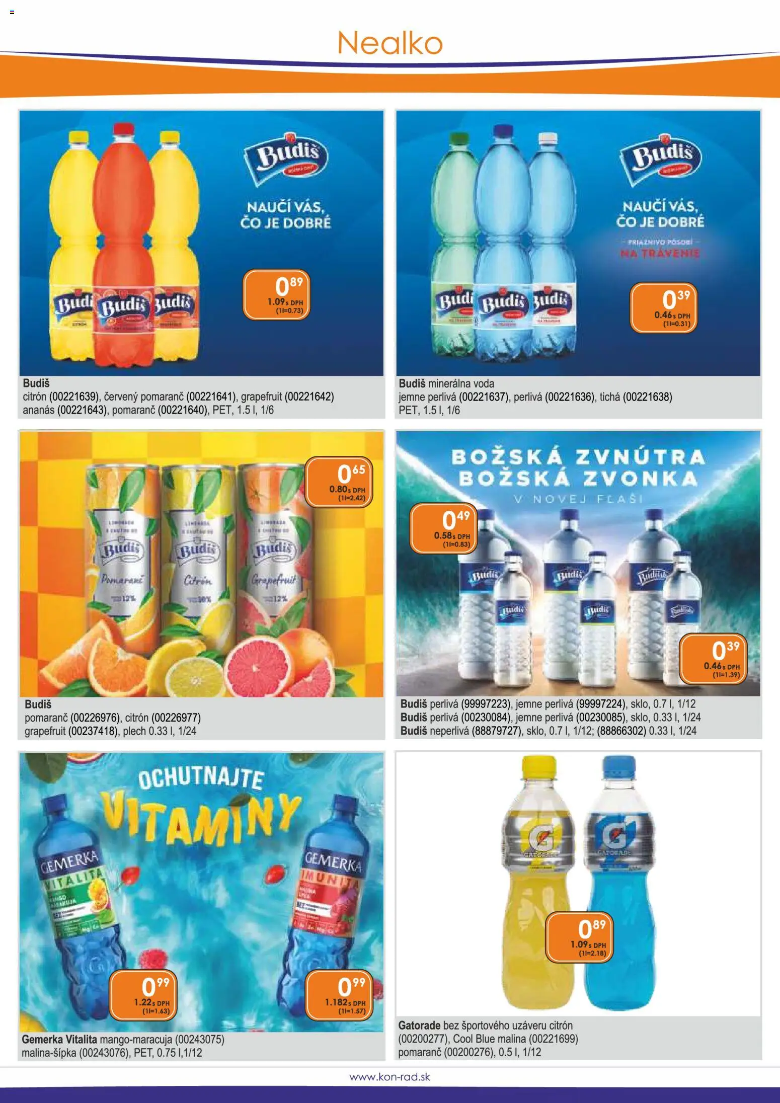 Nové KON - RAD akcie – leták je platný od 01.03.2026 | Strana: 23 | Produkty: Ananás, Voda, Minerálna voda, Gemerka
