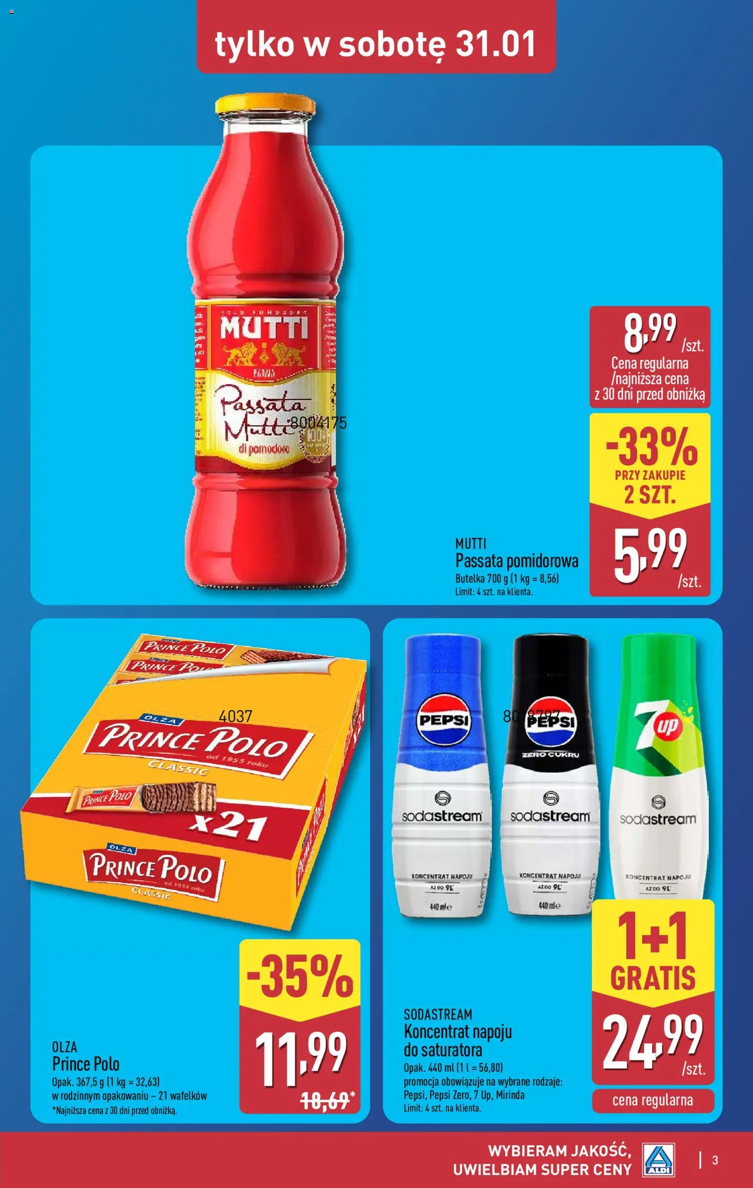 Aldi Gazetka - Okazje na weekend od 29.01.2026 | Strona: 3 | Produkty: Pepsi, Passata pomidorowa, Sodastream