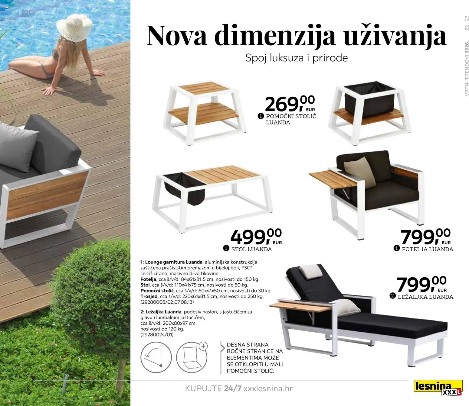 Lesnina katalog | vrijedi od 06.02.2026 | Stranica: 23 | Proizvodi: Fotelja, Ležaljka, Stolić, Stol