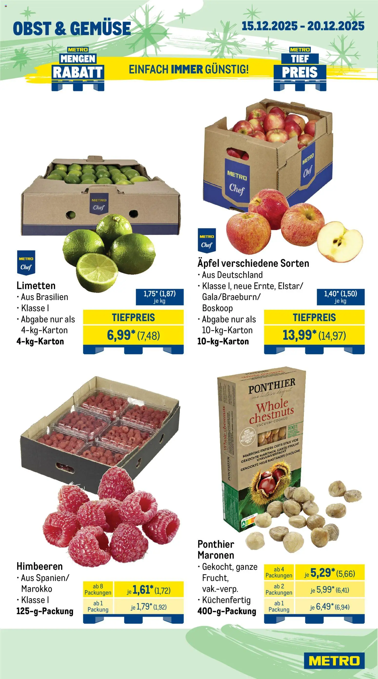 Metro Prospekt 	 – gültig ab 15.12.2025 | Seite: 8 | Produkte: Limetten, Orangen, Obst, Kaki