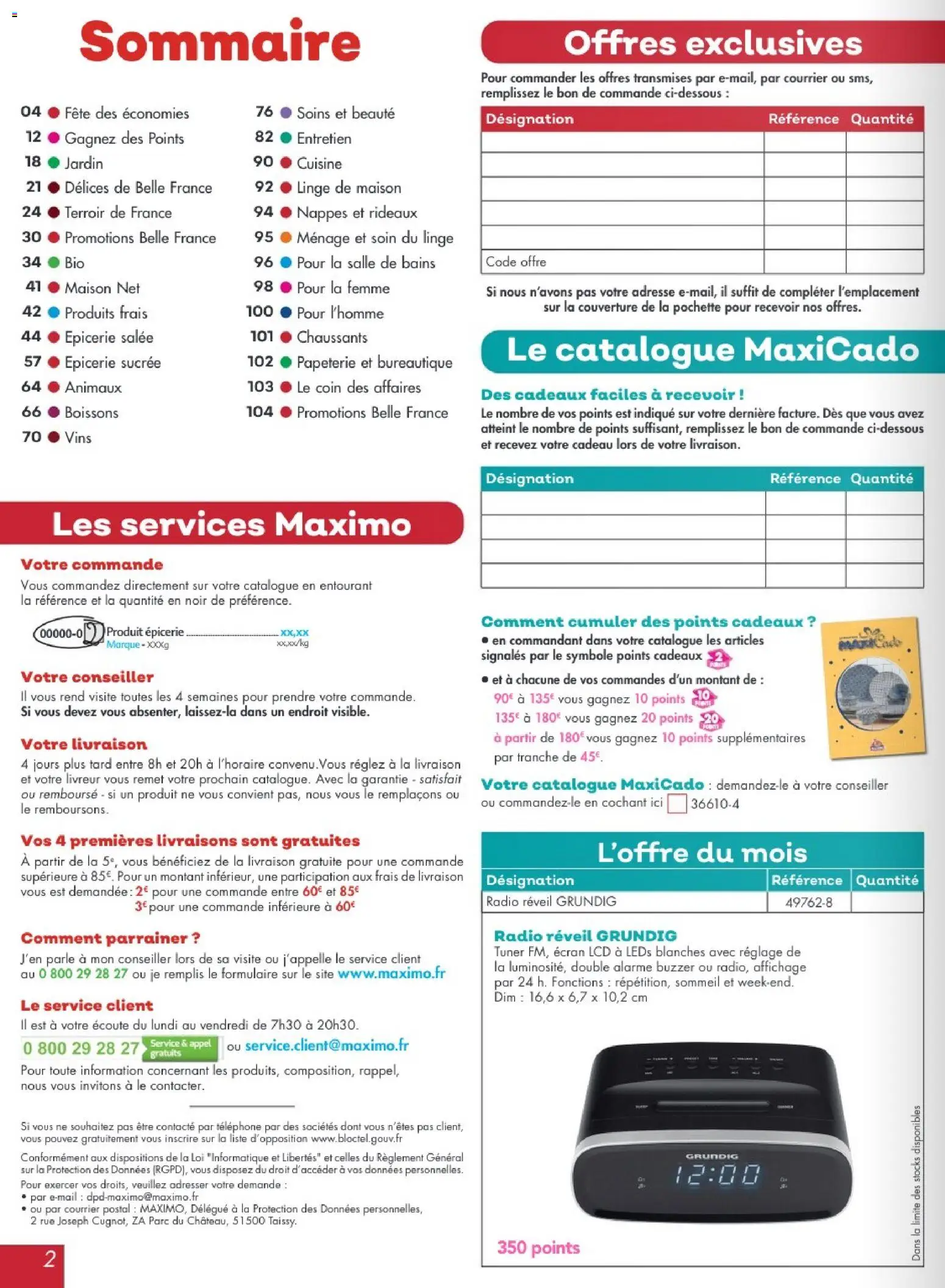 {H1} | Page: 2 | Produits: Téléphone, Radio, Réveil, Couverture