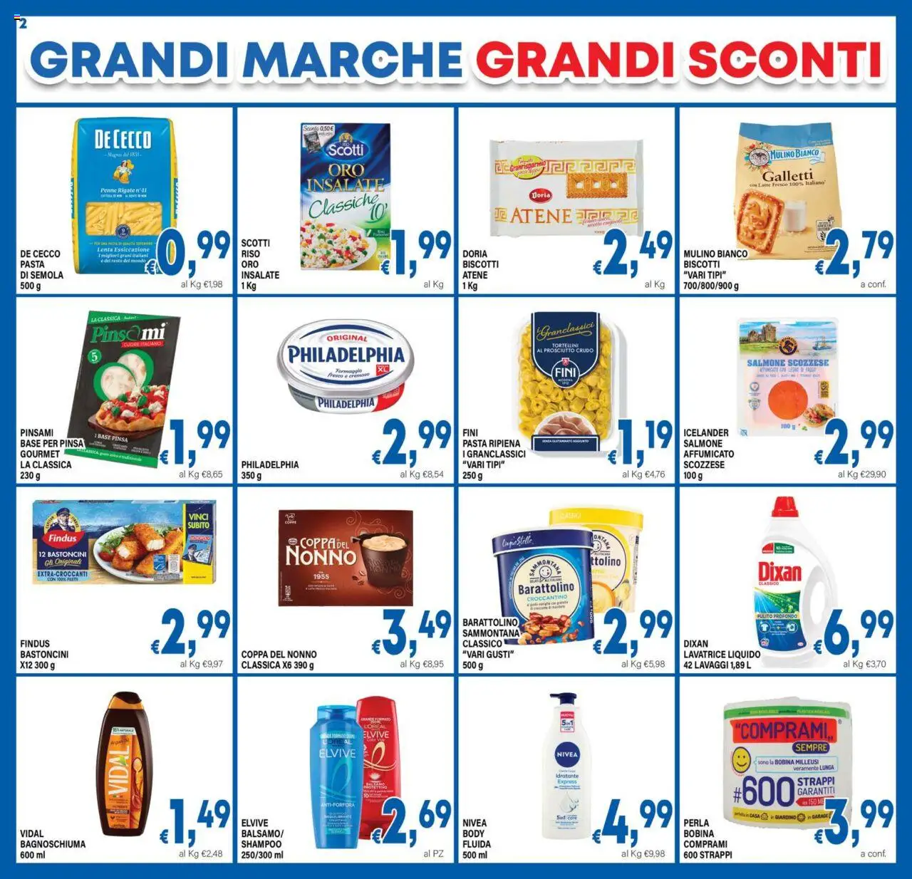 Volantino DEM del 18.08.2025 | Pagina: 2 | Prodotti: Bagnoschiuma, Salmone, Riso, Penne