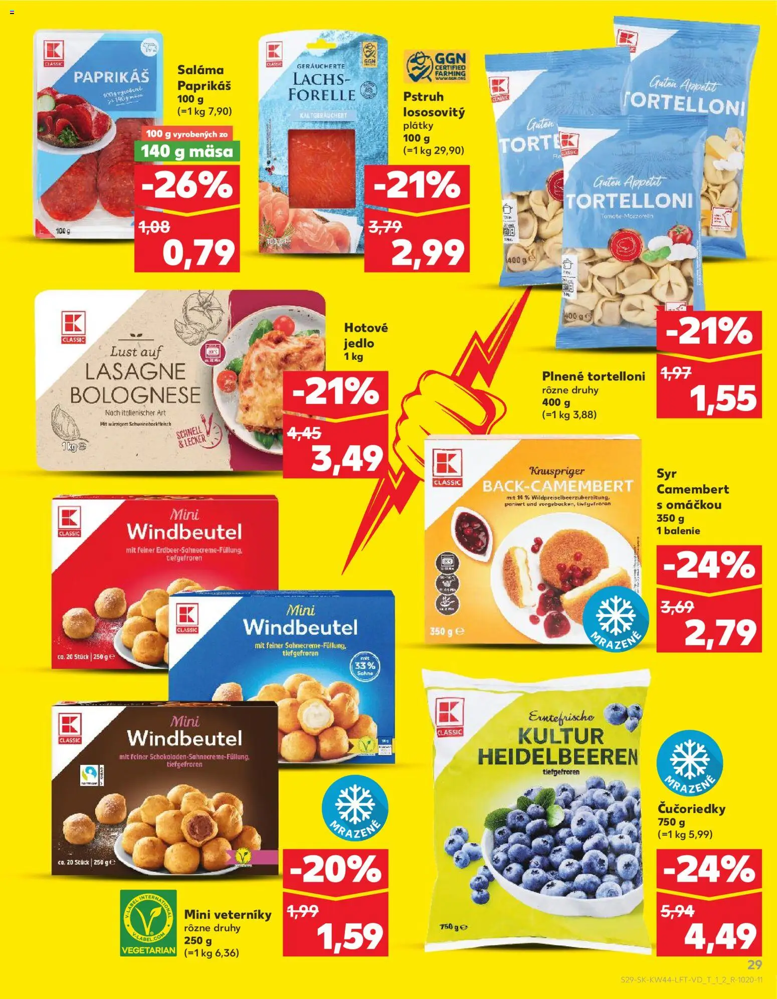 Nové Kaufland akcie – leták je platný od 30.10.2025 | Strana: 29 | Produkty: Syr, Saláma, Pstruh, Čučoriedky