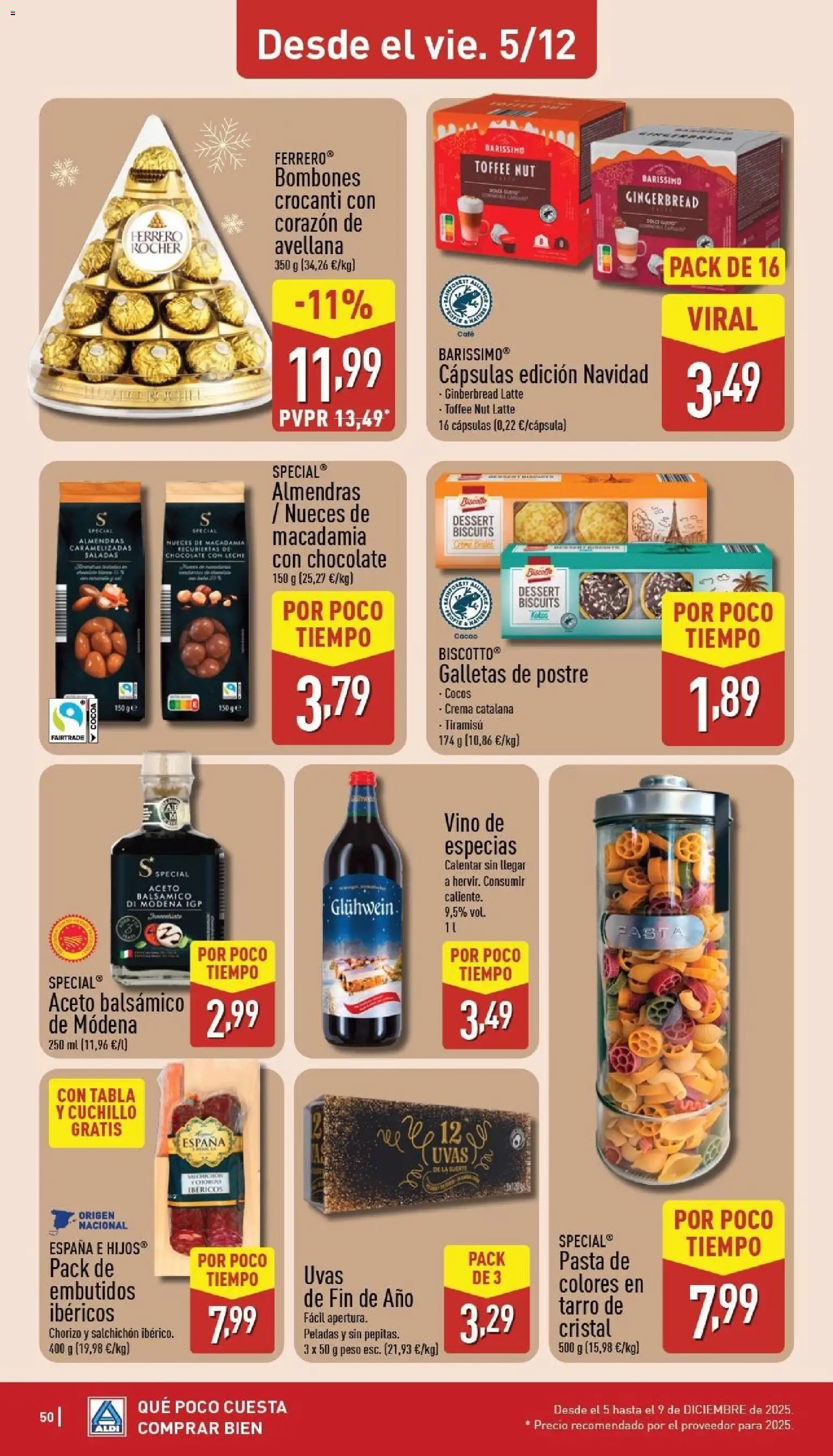 Aldi folleto Canarias │ válido desde el 01.12.2025 | Página: 50 | Productos: Vino, Pasta, Crema, Φρυγανιές σικάλεως