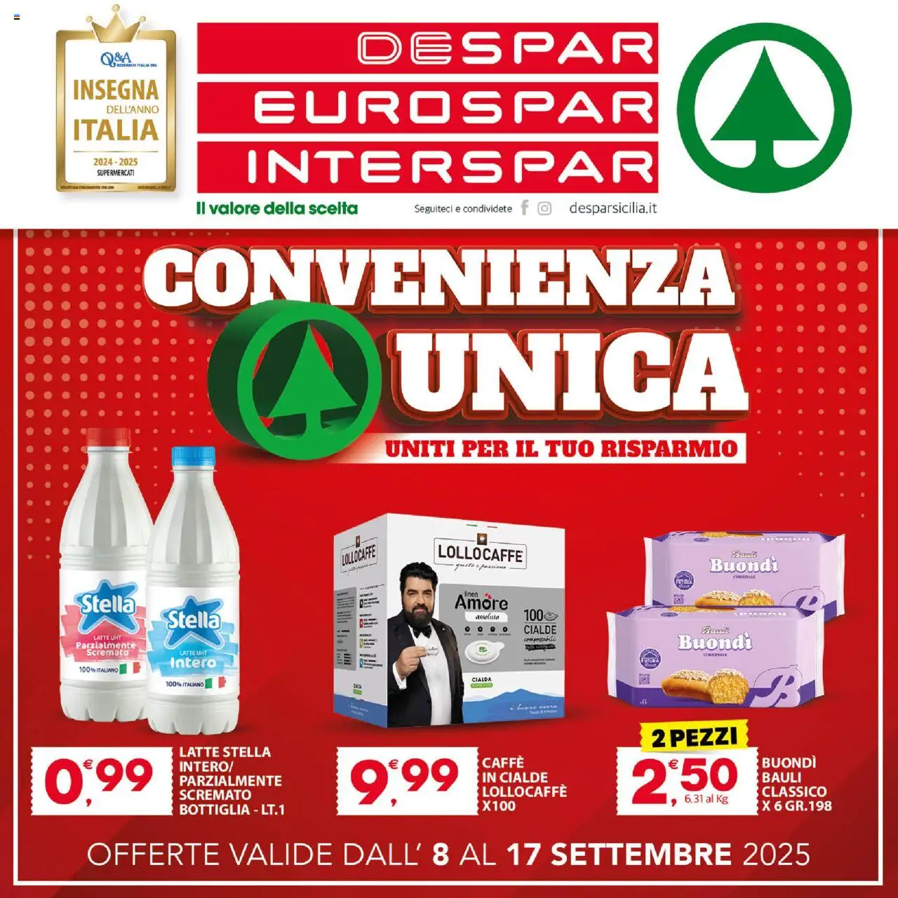 Volantino Interspar del 08.09.2025 | Pagina: 1 | Prodotti: Caffè, Latte, Bottiglia