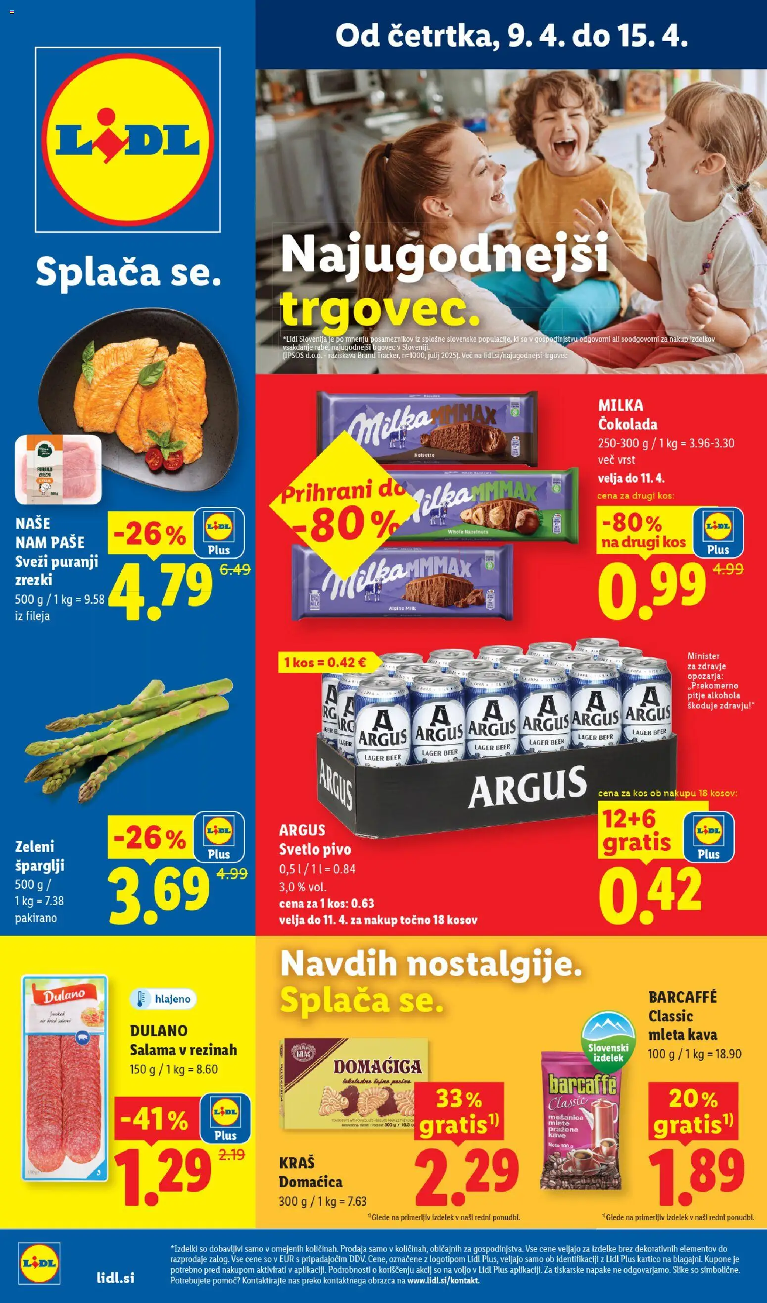 Novi Lidl katalog ponudbe – veljaven od 09.04.2026 | Stran: 1 | Izdelki: Kos, Zrezki, Kava, Salama