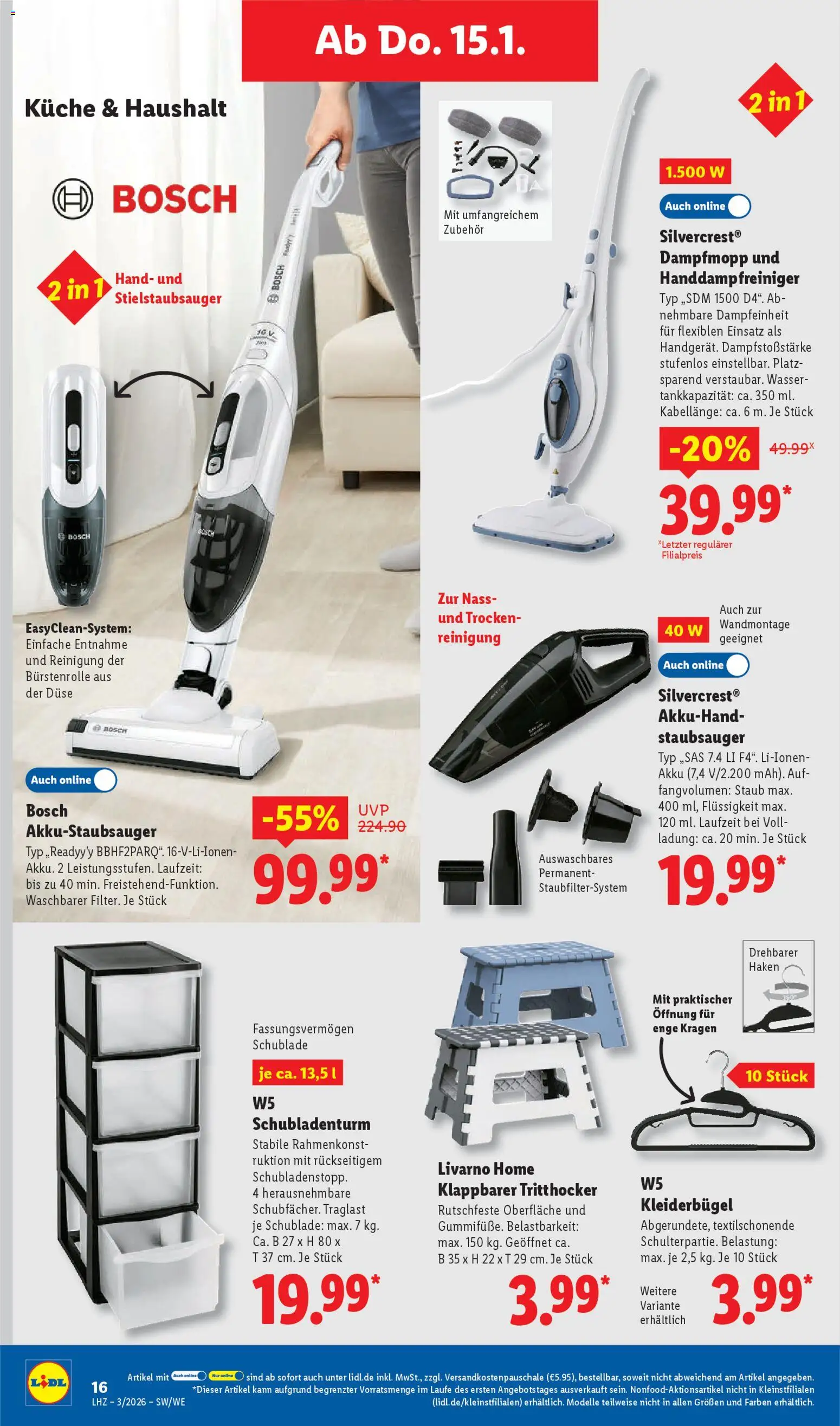 Lidl Prospekt Kornwestheim – gültig ab 12.01.2026 | Seite: 34 | Produkte: Bosch, Staubsauger, Küche, Kleiderbügel