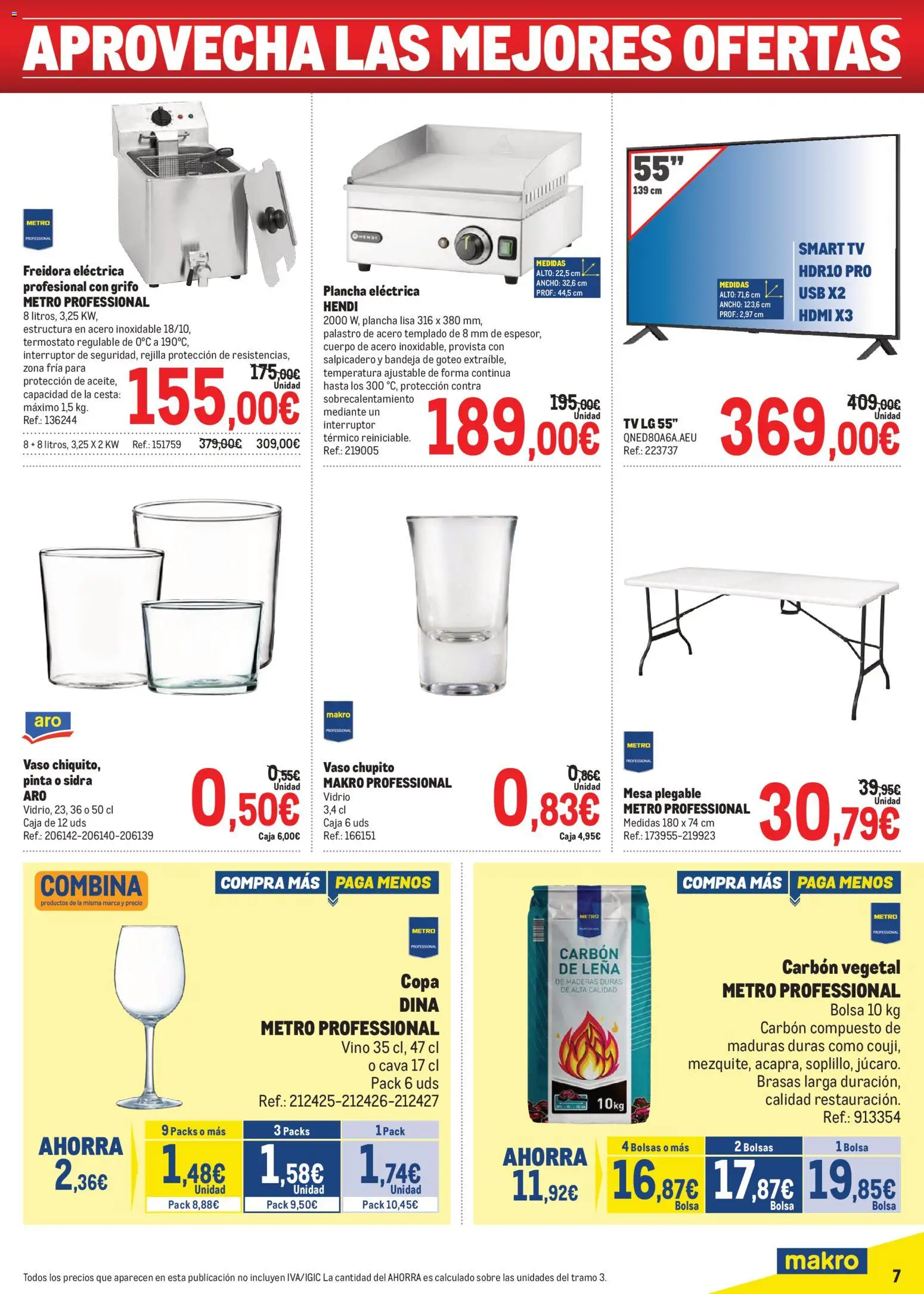 Makro Precios Canarias │ válido desde el 20.04.2026 | Página: 7 | Productos: USB, Plancha, Freidora, Bandeja
