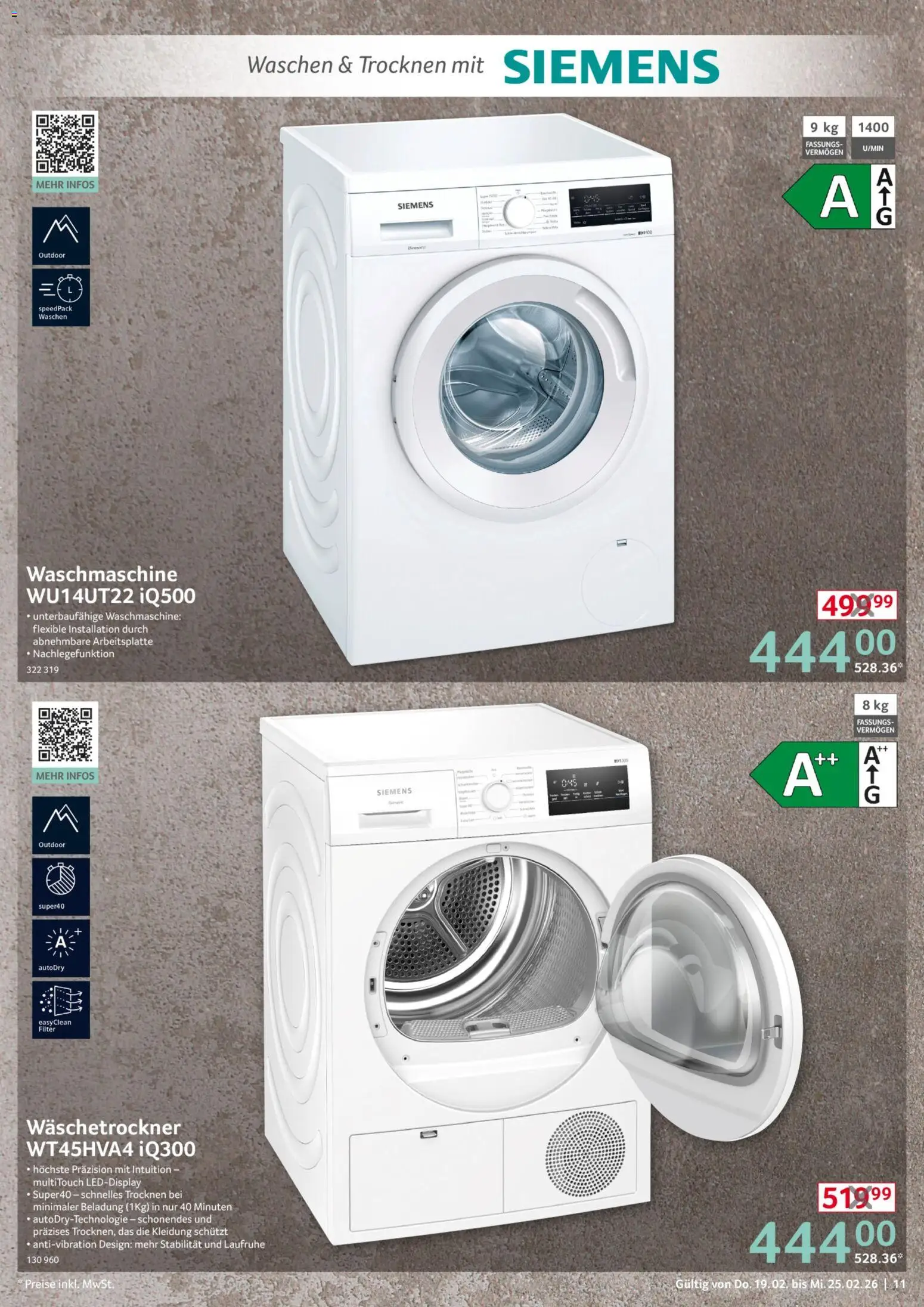 Selgros  Non Food – gültig ab 19.02.2026 | Seite: 11 | Produkte: Siemens, Waschmaschine