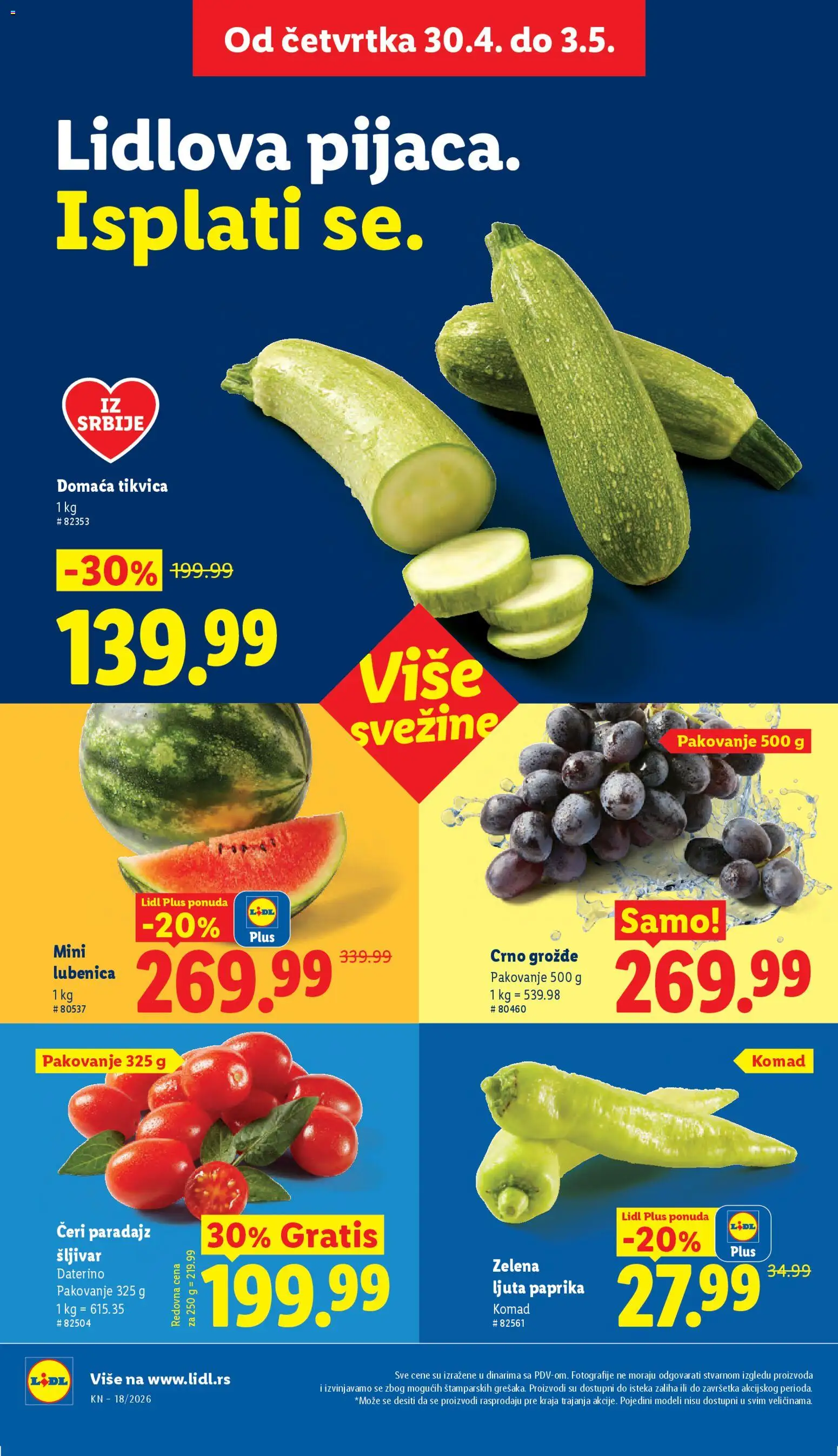 Lidl katalog - važi od 30.04.2026 | Strana: 16 | Proizvode: Paprika, Lubenica, Tikvica, Paradajz