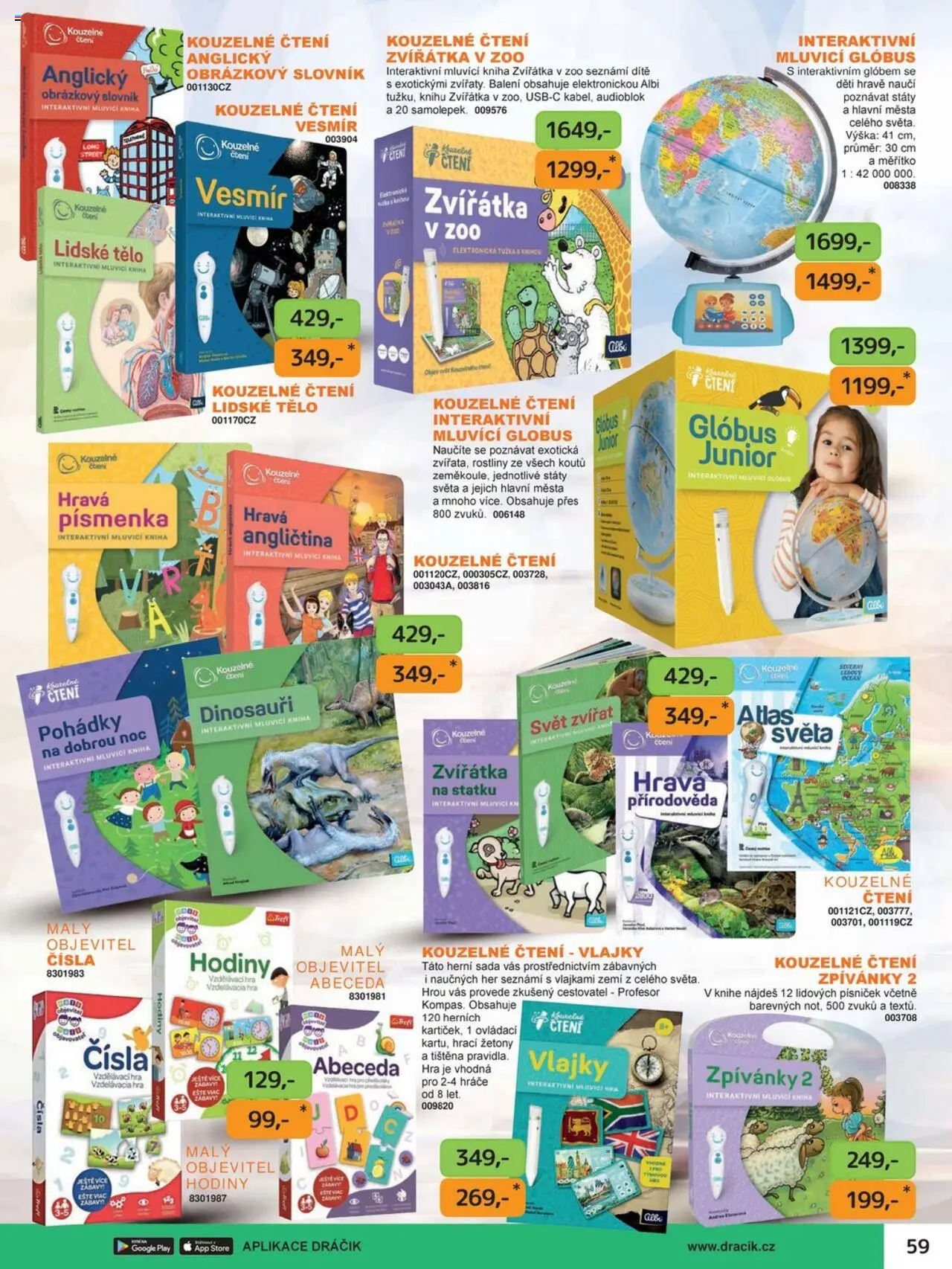 Dráčik leták od 03.10.2025 | Strana: 59 | Produkty: Globus, Hodiny, Dinosauři, Rostliny