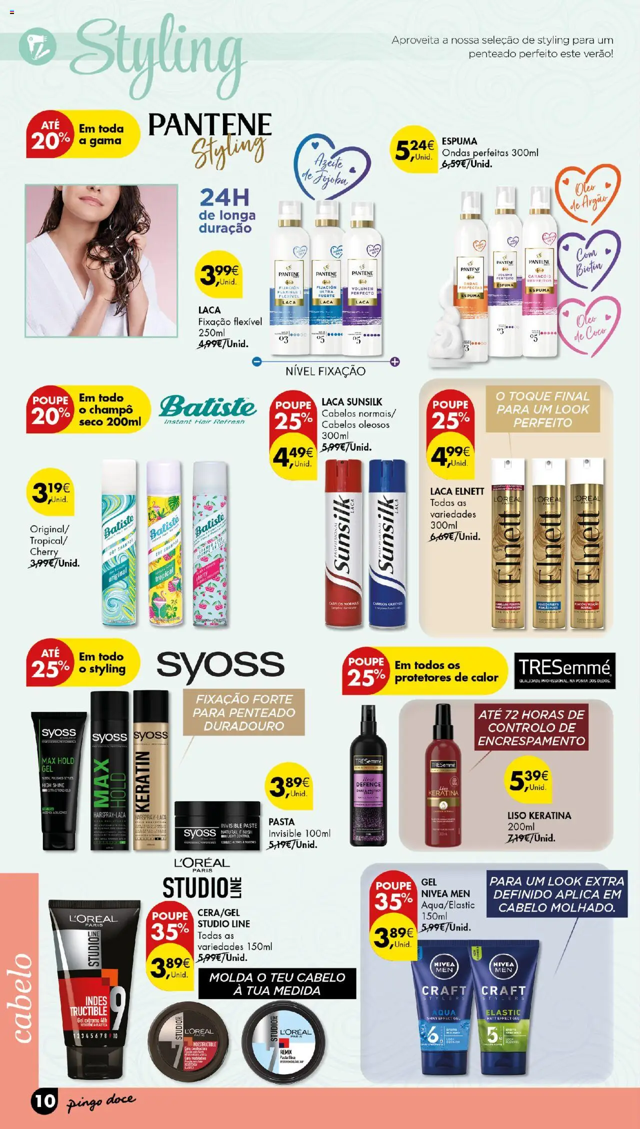 Pingo Doce Beleza │ válido de 19.08.2025 | Página: 10 | Produtos: Azeite, Shampoo, Cera, Óleo