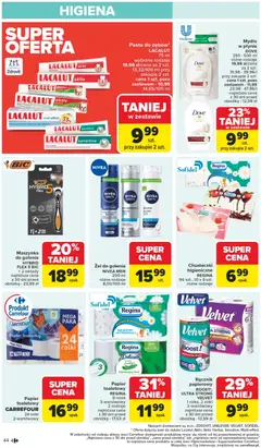 Pogląd oferty "Carrefour Gazetka" - ważna od 10.11.2025 | Strona: 46 | Produkty: Papier toaletowy, Maszynka do golenia, Aloes, Lacalut