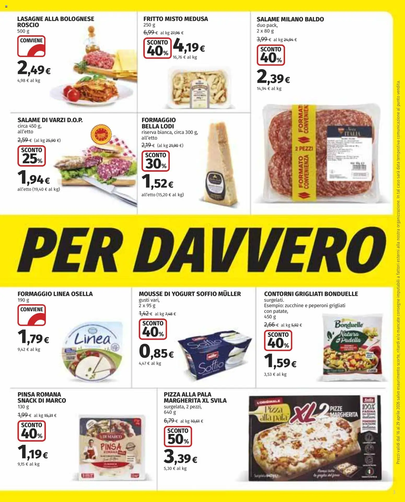 Volantino COOP del 16.04.2026 | Pagina: 3 | Prodotti: Yogurt, Salame, Farina, Padella