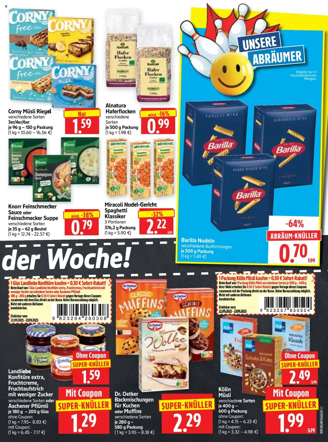 HERKULES Prospekt 	 – gültig ab 22.09.2025 | Seite: 9 | Produkte: Kolln musli, Knorr, Zucker, Flocken