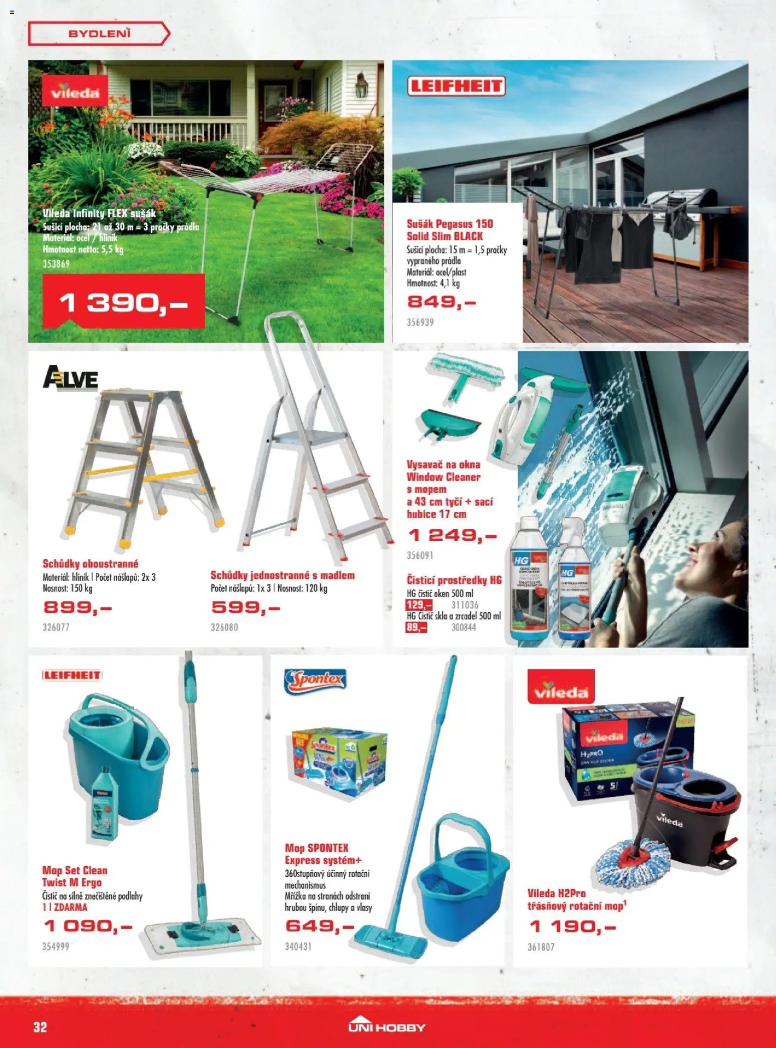 Uni Hobby leták od 30.04.2026 | Strana: 32 | Produkty: Vysavač na okna, Pračky, Vysavač, Vileda mop
