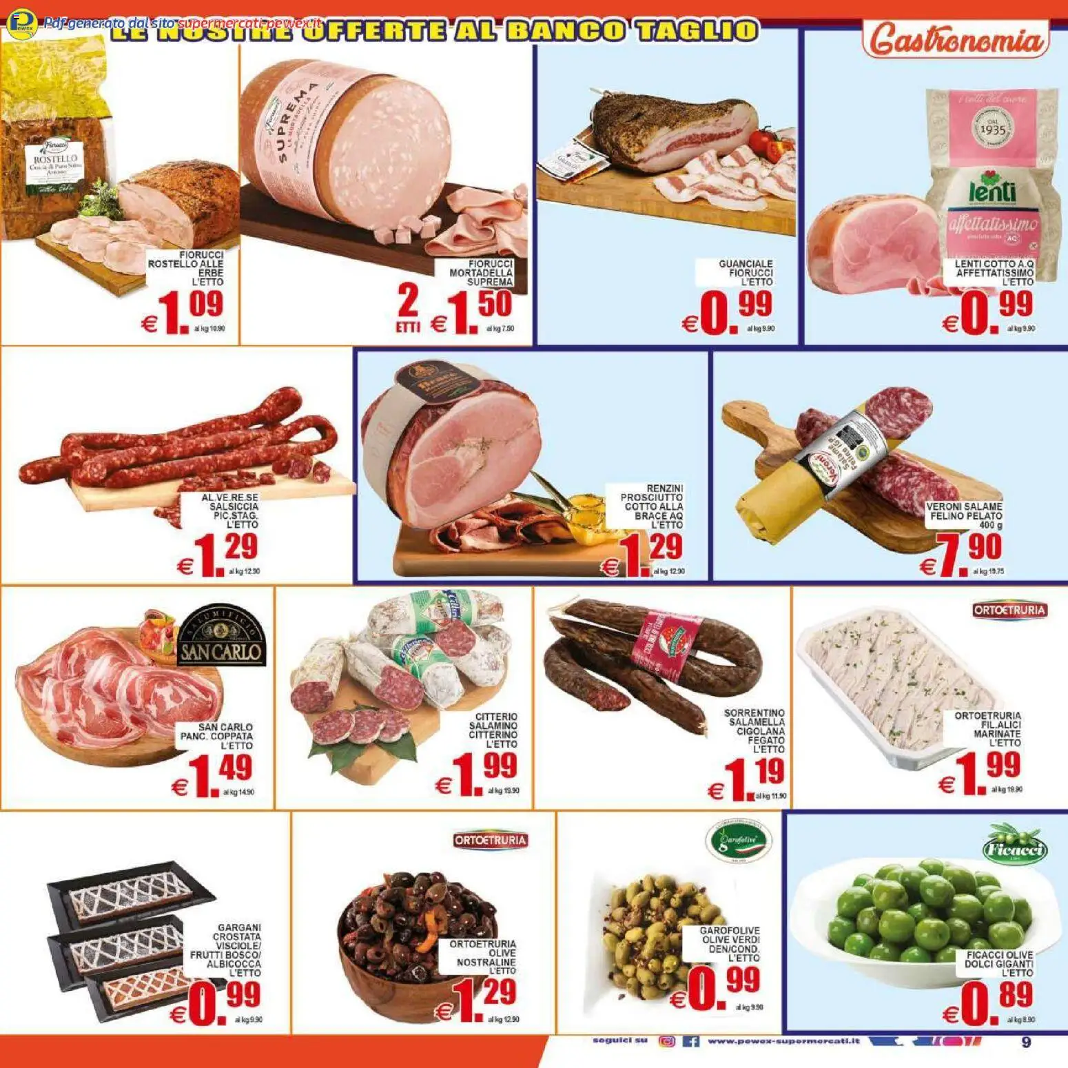 Volantino Pewex del 29.04.2026 | Pagina: 9 | Prodotti: Salamella, Olive, Prosciutto, Salsiccia