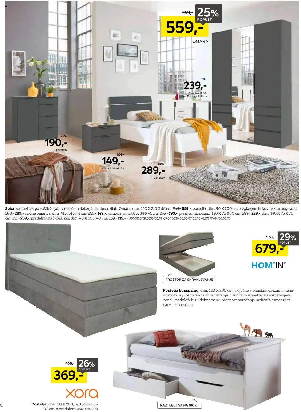 XXXL Lesnina katalog naj vaše sanje postanejo resničnost │ velja od 19.08.2025 | Stran: 6 | Izdelki: Postelja, Vzmetnica, Miza, Omarica