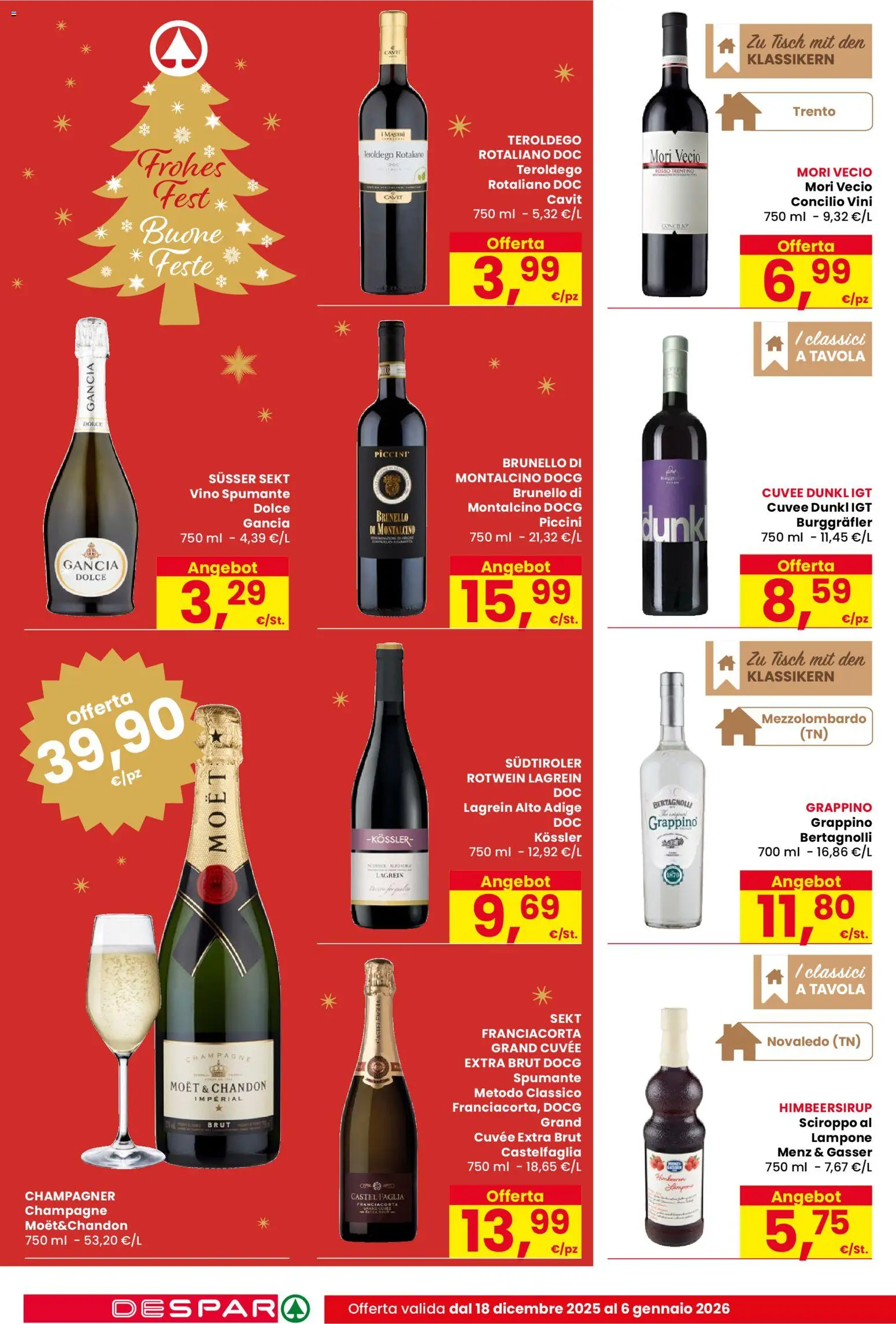 Volantino Despar del 18.12.2025 | Pagina: 12 | Prodotti: Vino, Lampone, Spumante, Champagne