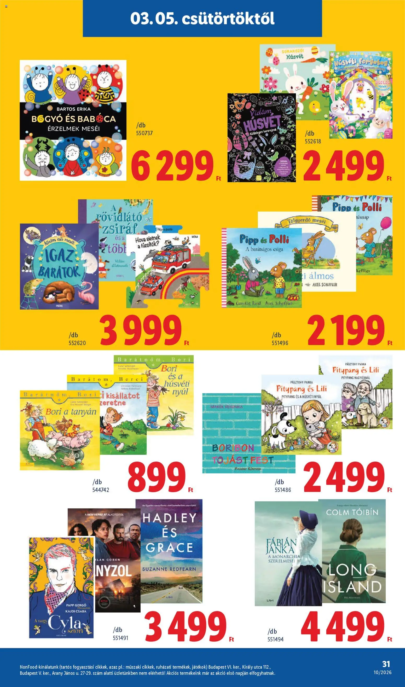Lidl akciós ujság - amely érvényes a következő dátumtól: 05.03.2026 | Oldal: 31 | Termékek: Könyvek, Játékok