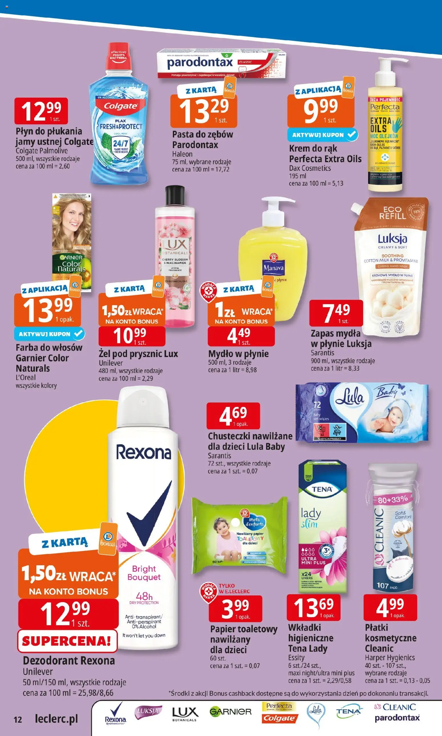 E.Leclerc Gazetka - Elbląg od 04.11.2025 | Strona: 12 | Produkty: Rękawiczki, Papier toaletowy, Mydło, Żel pod prysznic