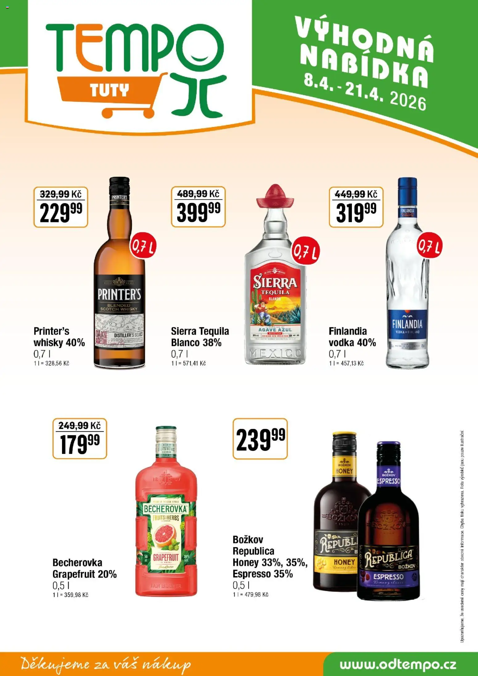 Tempo leták - Tuty od 08.04.2026 | Strana: 13 | Produkty: Vodka, Whisky, Božkov, Becherovka