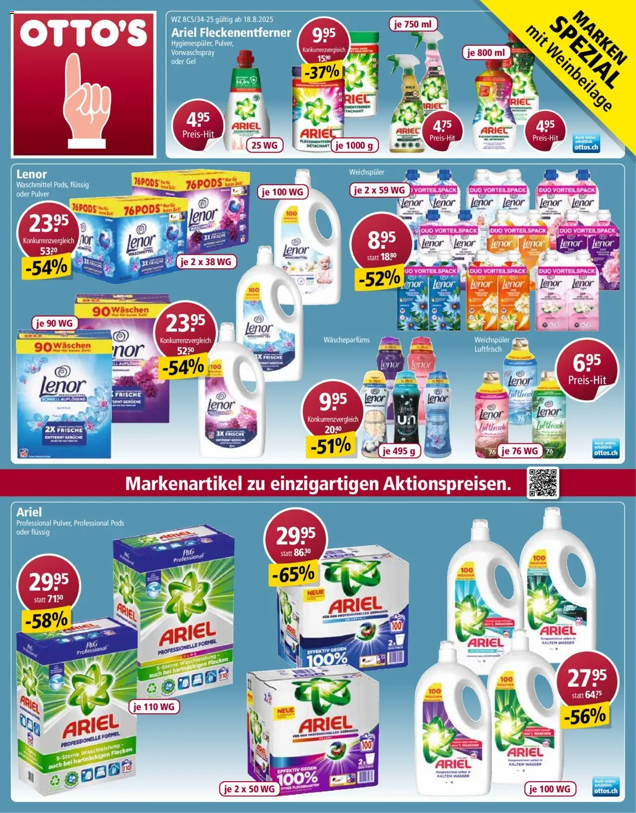 Otto's Aktionen Marken Spezial ab 18.08.2025 | Seite: 1 | Produkte: Pulver, Weichspüler, Waschmittel, Wasser