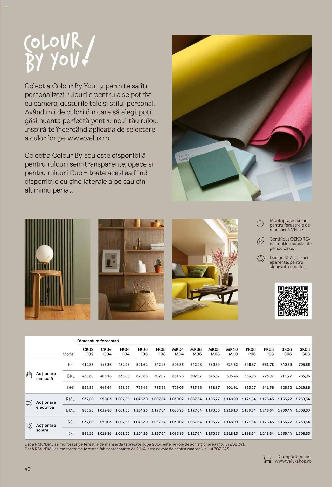 Velux catalog - Rulouri şi rolete – valabil de la 25.02.2025 | Pagină: 40 | Produse: Fereastră