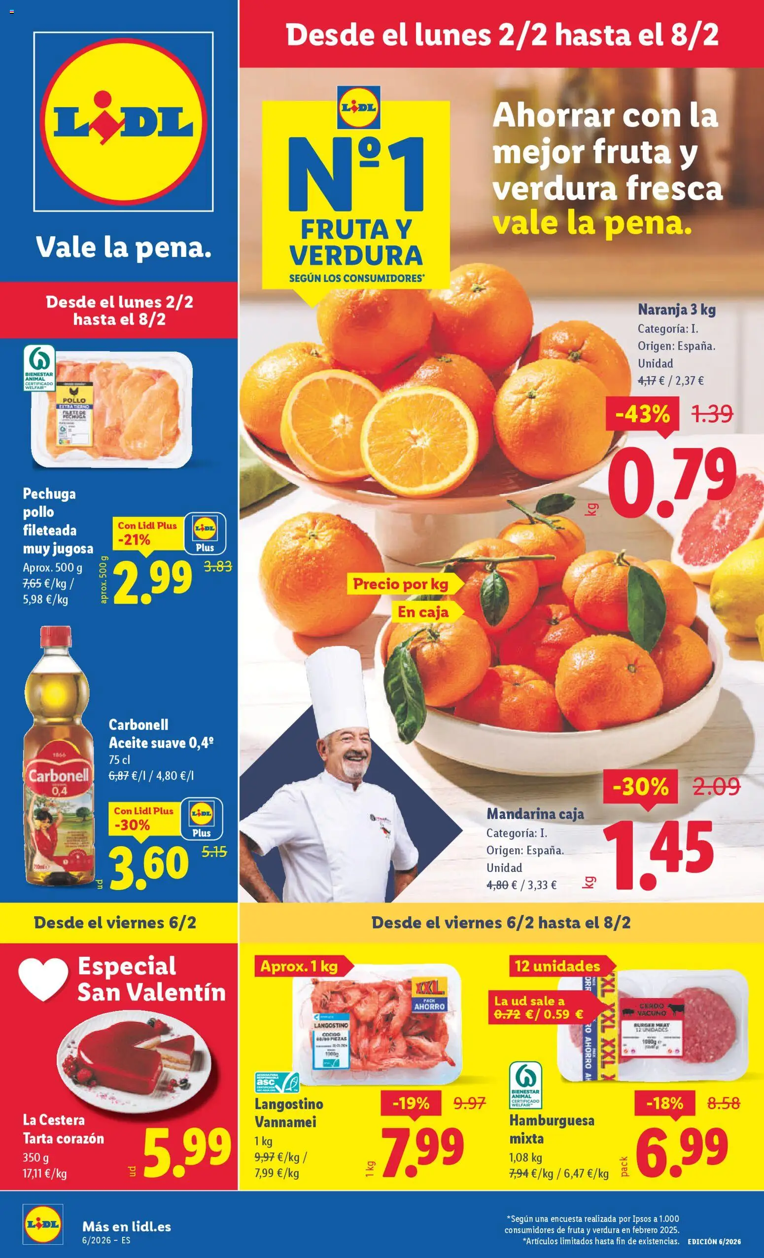 Lidl folleto │ válido desde el 02.02.2026 | Página: 1 | Productos: Cerdo, Σοκολατούχο γάλα, Caja, Langostino