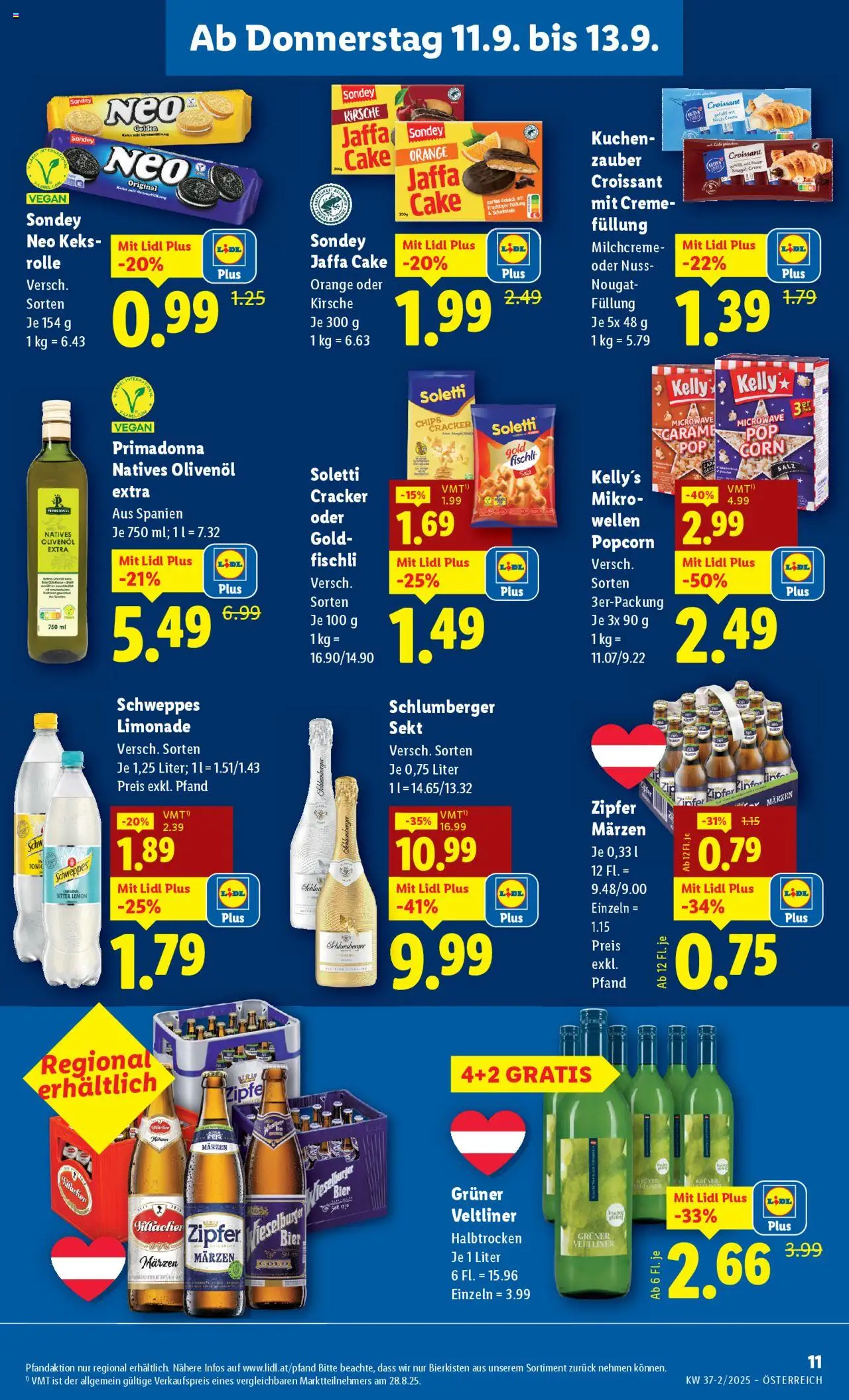 Lidl Flugblatt gültig ab 11.09.2025 | Seite: 13 | Produkte: Chips, Creme, Schokolade, Bier