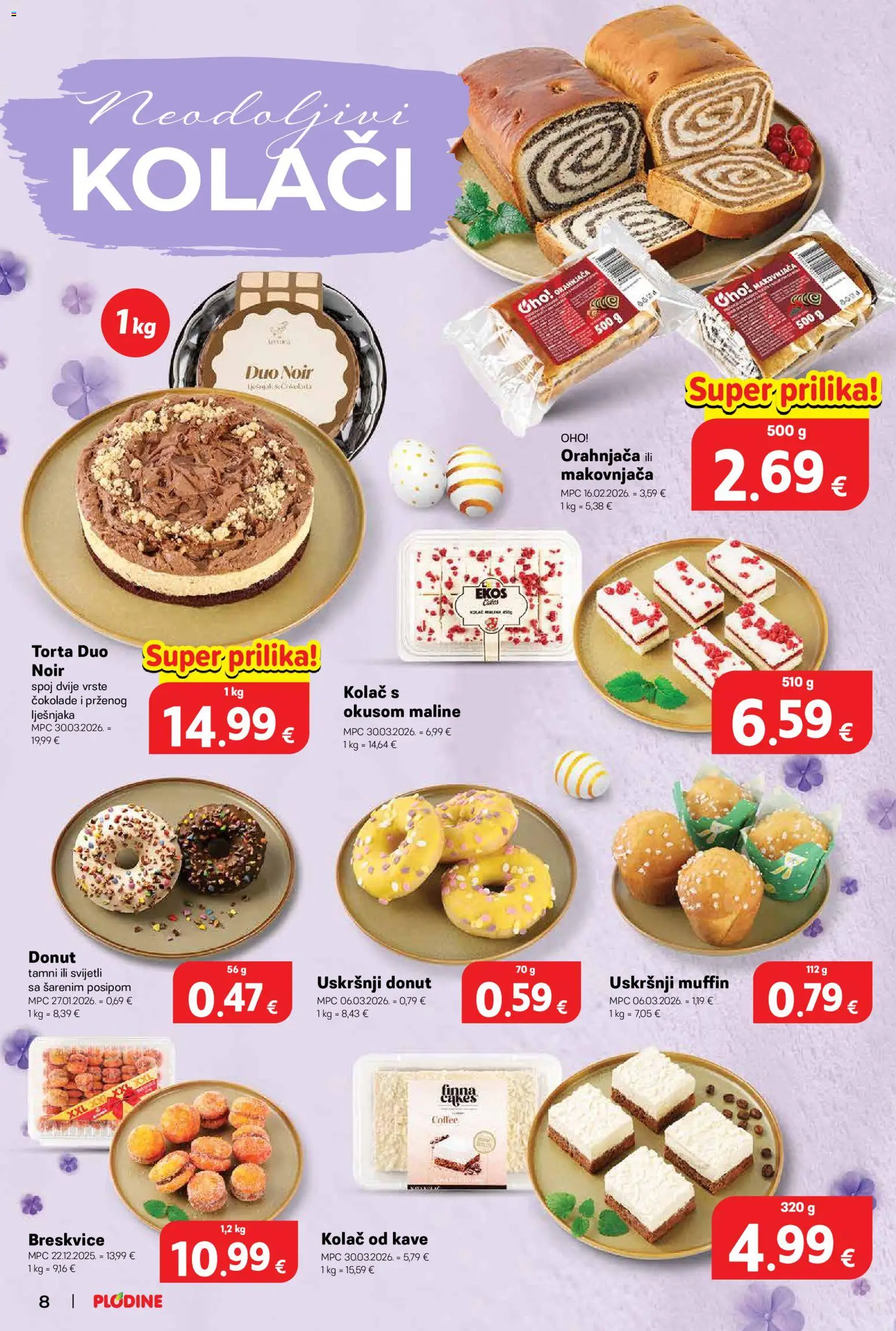 Plodine katalog | vrijedi od 01.04.2026 | Stranica: 8 | Proizvodi: Maline, Torta