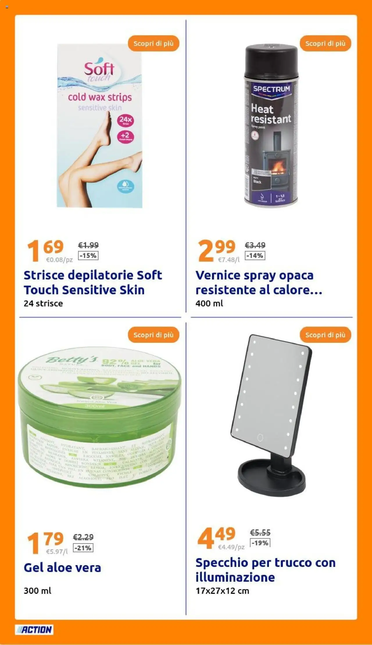 Volantino Action del 13.08.2025 | Pagina: 22 | Prodotti: Aloe vera, Specchio, Trucco