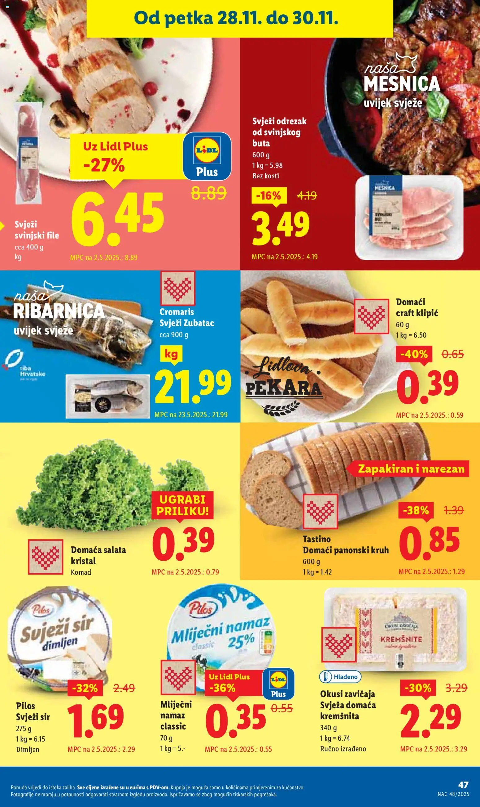 Lidl katalog | vrijedi od 27.11.2025 | Stranica: 47 | Proizvodi: Mliječni namaz, Sir, Riba, Salata