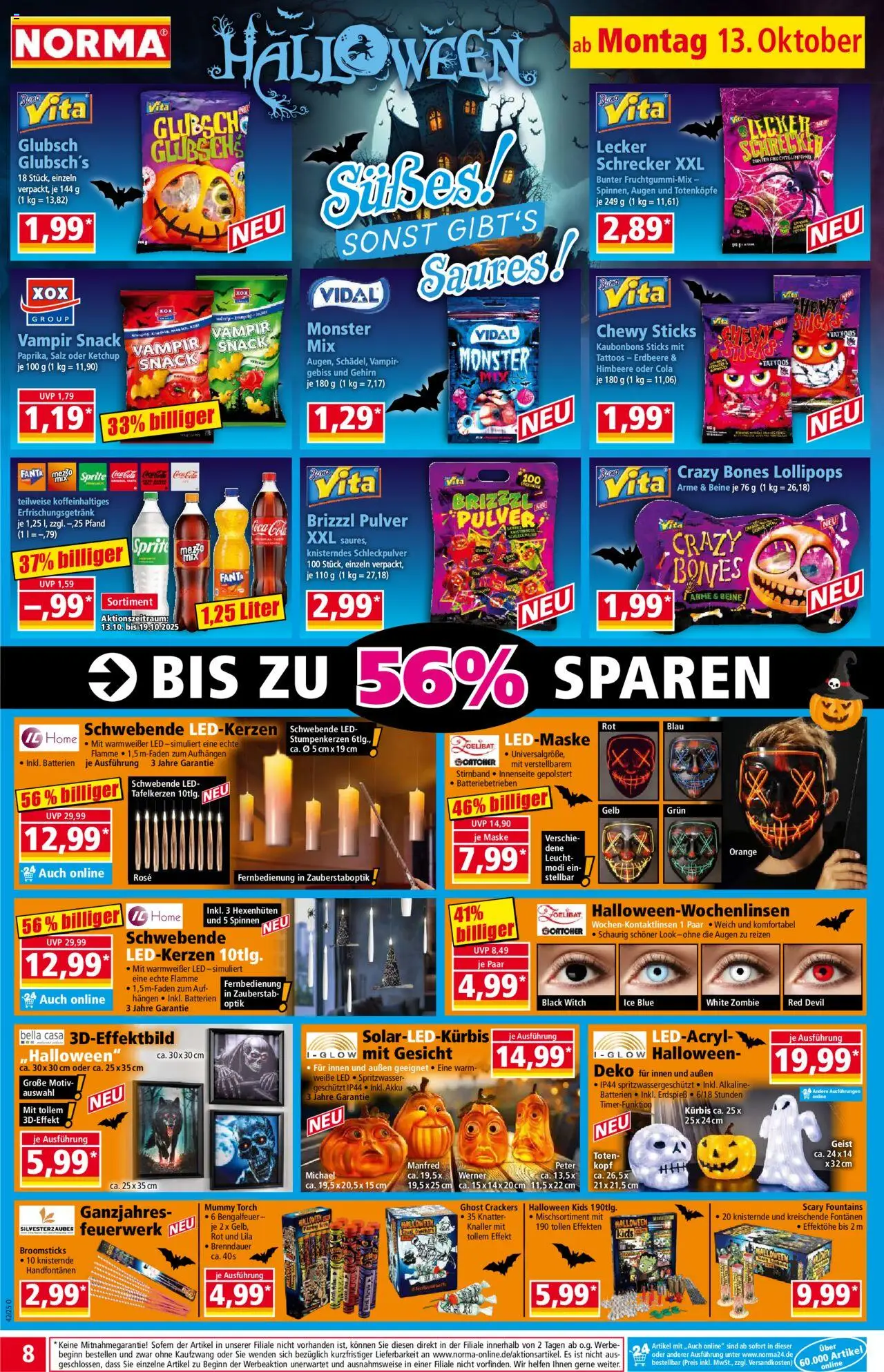 Norma Prospekt 	 – gültig ab 13.10.2025 | Seite: 8 | Produkte: Fanta, Maske, Monster, Salz