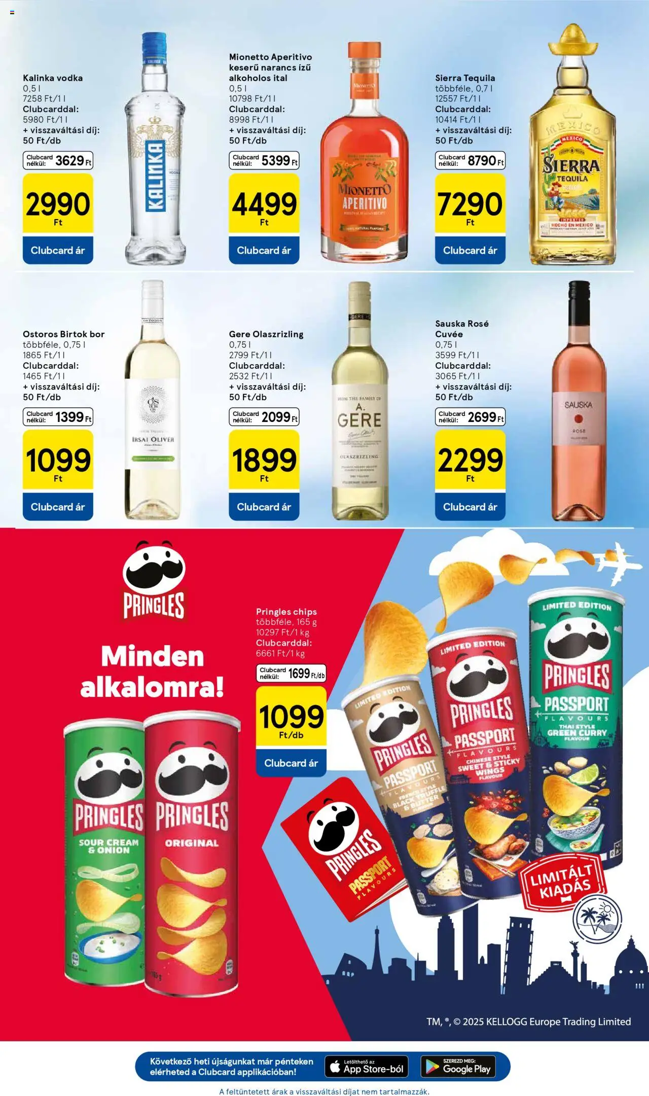 Tesco akciós ujság - amely érvényes a következő dátumtól: 14.08.2025 | Oldal: 25 | Termékek: Pringles, Bor, Narancs, Vodka