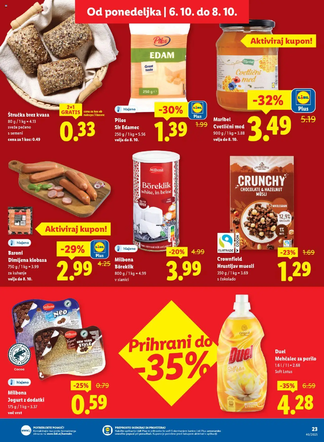 Novi Lidl katalog ponudbe – veljaven od 02.10.2025 | Stran: 45 | Izdelki: Edamec, Muesli, Sir, Jogurt