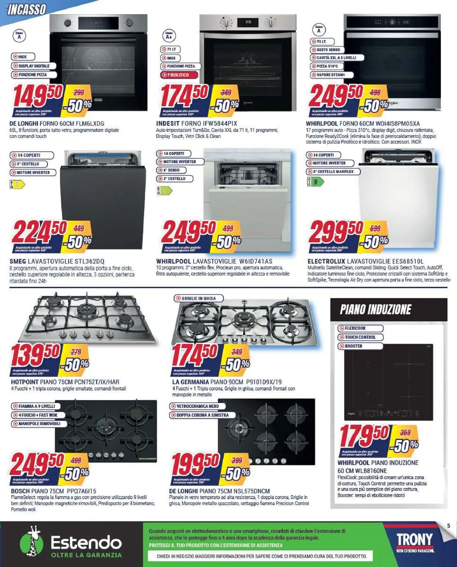 Volantino Trony del 04.12.2025 | Pagina: 5 | Prodotti: Pizza, Lavastoviglie, Forno, Fornello