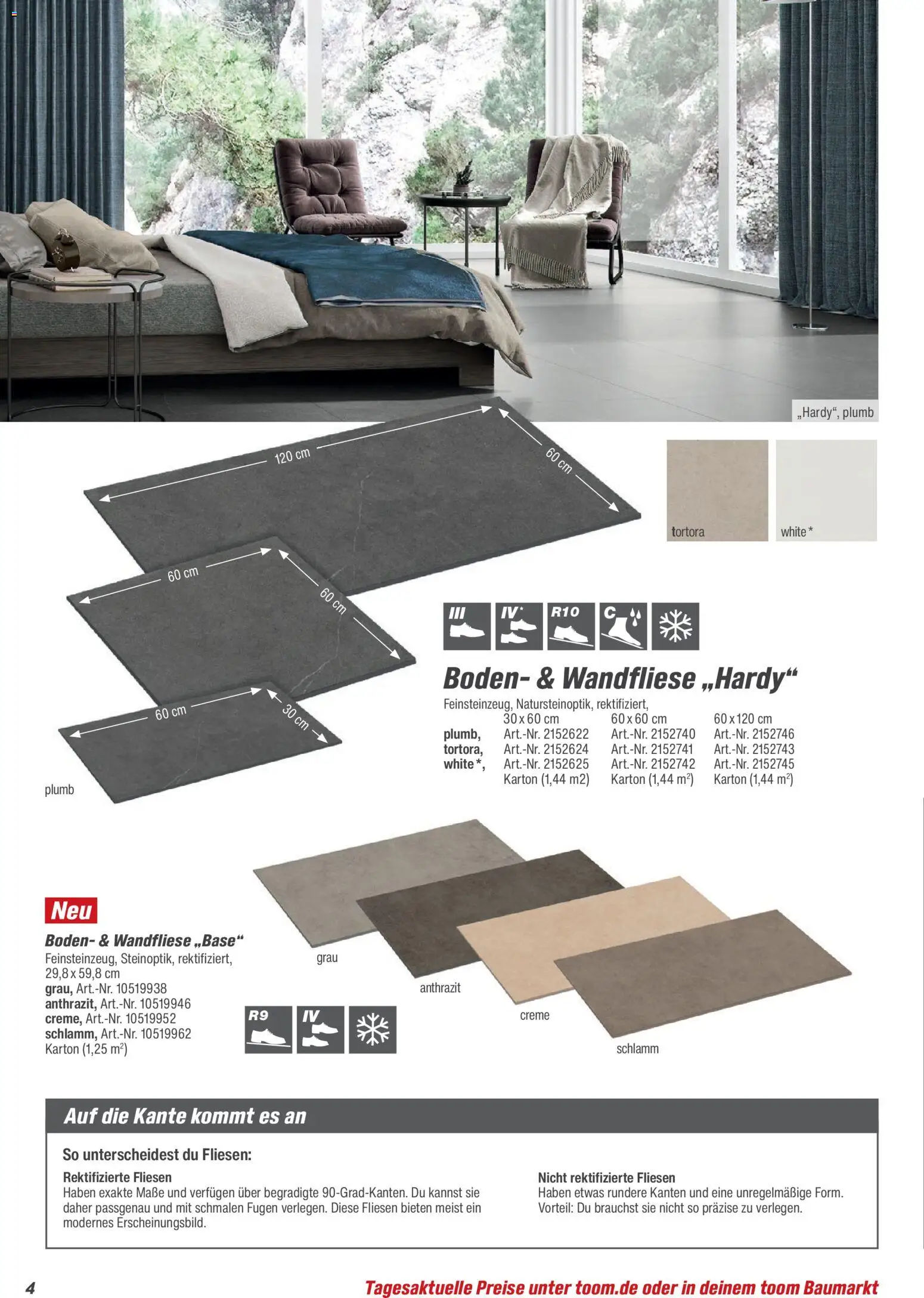 Toom Baumarkt Fliesen & Zubehör 2026 – gültig ab 01.01.2026 | Seite: 4 | Produkte: Creme