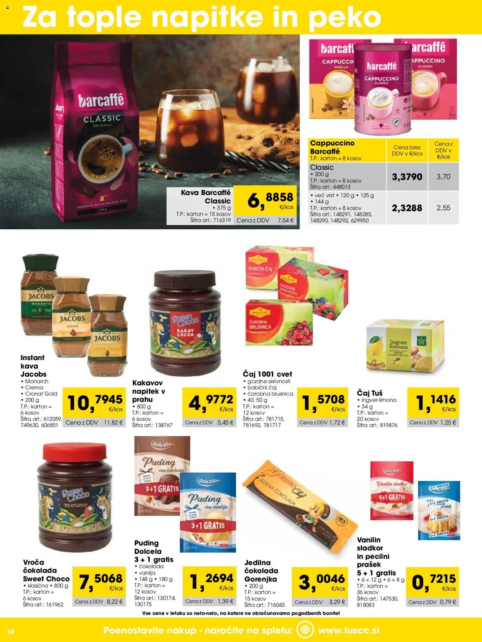 Novi Tuš katalog ponudbe – veljaven od 01.01.2026 | Stran: 10 | Izdelki: Prašek, Instant kava, Cokolada, Sladkor