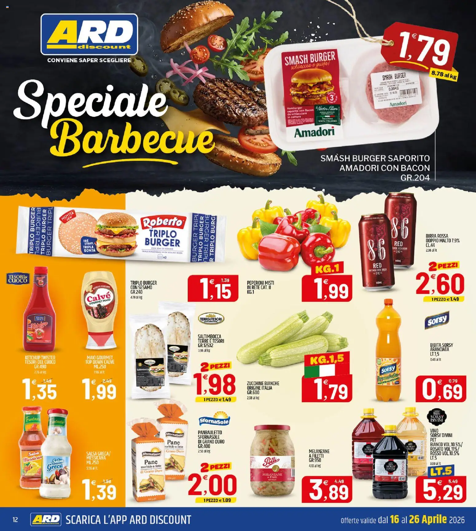 Volantino ARD Discount del 16.04.2026 | Pagina: 12 | Prodotti: Pane, Salsa, Vino, Melanzane
