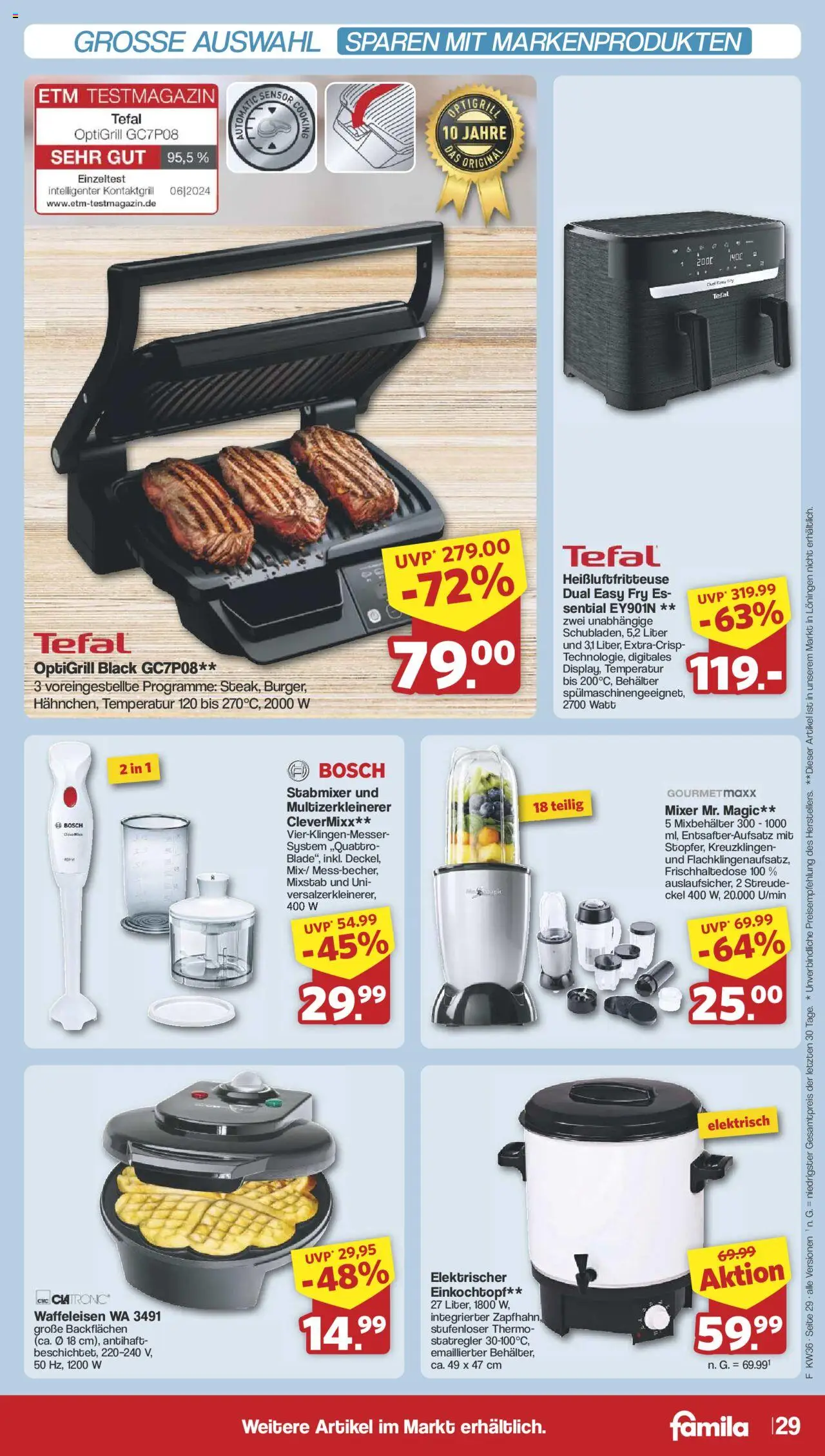 Famila Nordwest Markt - Angebote - gültig ab dem 01.09.2025 | Seite: 33 | Produkte: Waffeleisen, Mixstab, Stabmixer, Heißluftfritteuse