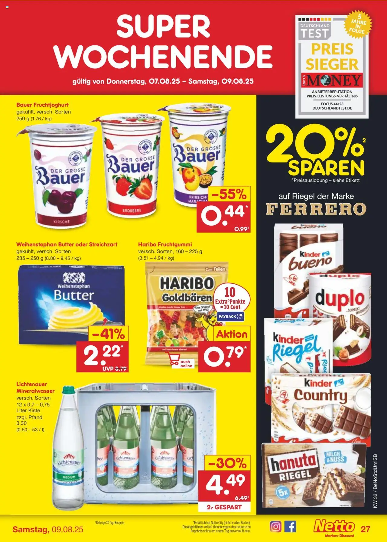 Netto Marken-Discount Prospekt 	 - gültig ab dem 04.08.2025 | Seite: 47 | Produkte: Haribo, Milch, Fruchtjoghurt, Weihenstephan butter