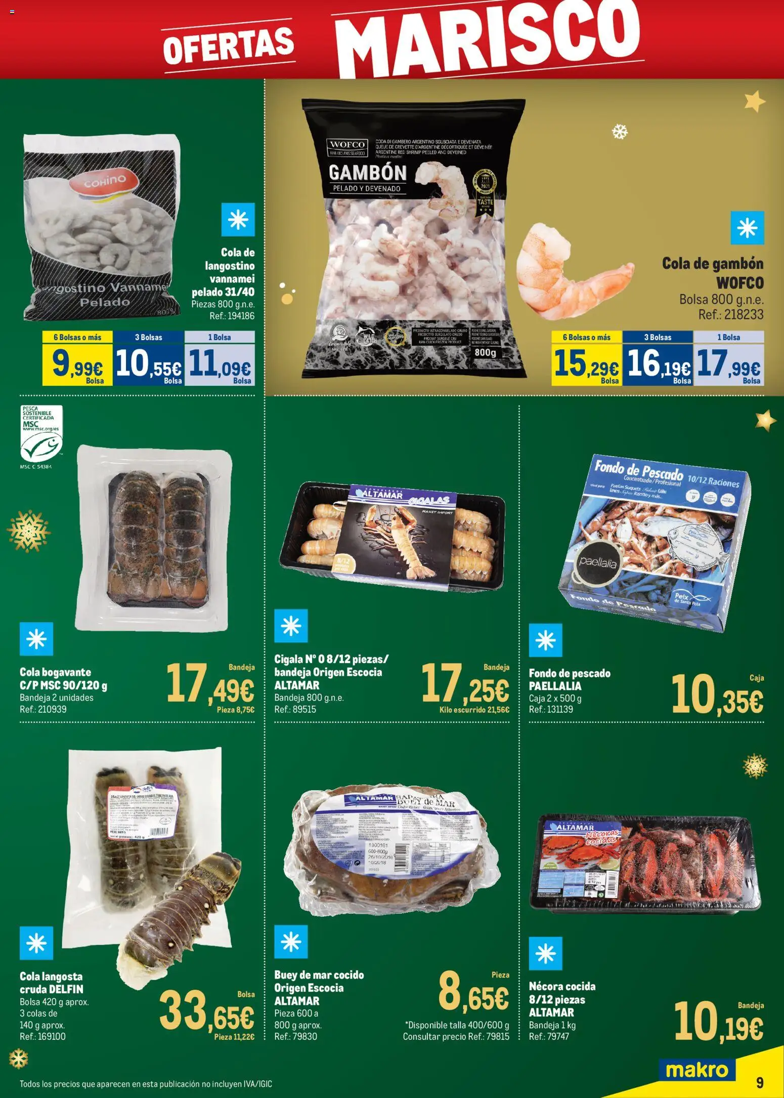 Makro - Precios Navidad Cataluña │ válido desde el 24.11.2025 | Página: 9 | Productos: Bolsa, Bandeja, Caja, Langostino