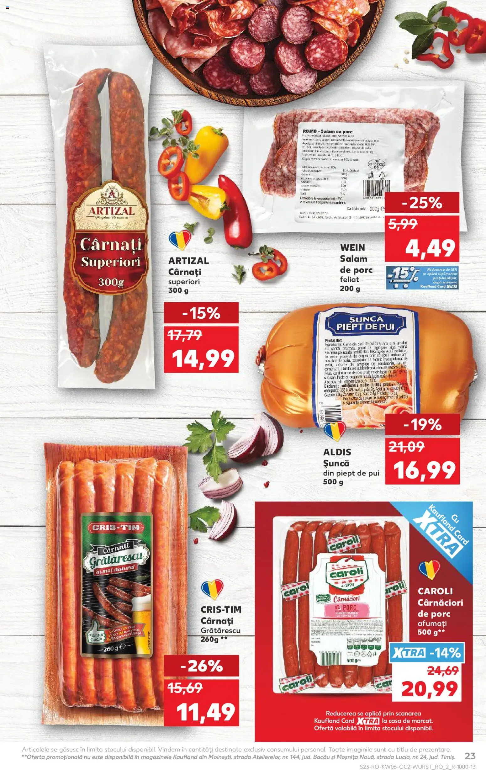 Noul catalog Kaufland – valabil de la 04.02.2026 | Pagină: 23 | Produse: Masaüstü kılıfı, Salam, Șuncă, Cârnați